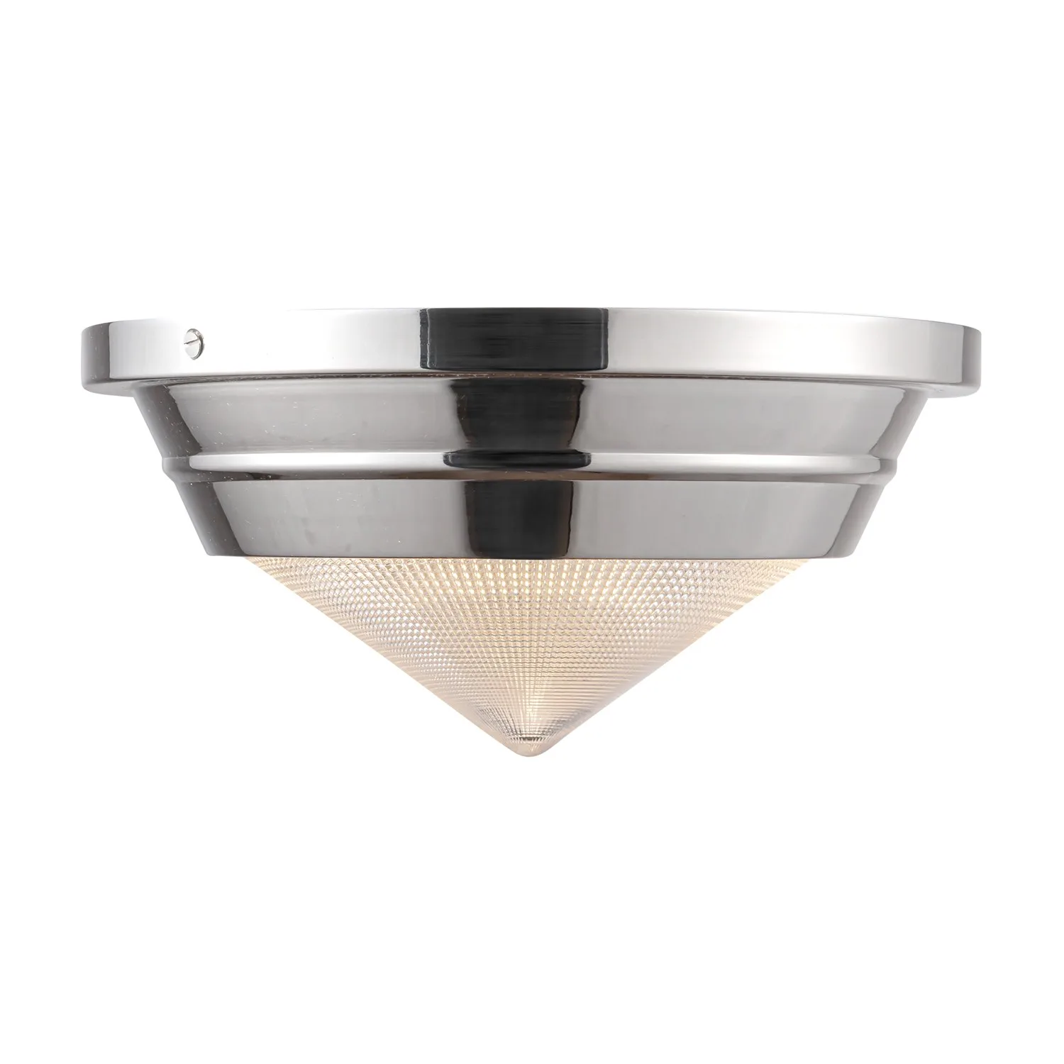 Willard One Light Flush Mount in Polished Nickel/Prismatic Glass