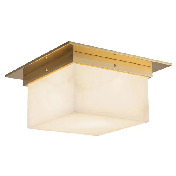 Inspired by salt, the mineral that shaped civilizations and sustained life, this collection celebrates the elemental beauty of the earth's raw materials. Natural alabaster stone and uniquely molded mineral glass diffuse light with a soft, textural glow, reminiscent of beach glass and the dust of the sea. Sculptural forms in triangles, ovals, and squares are framed by patina brass or urban bronze, grounding the ethereal with structure and strength. Each fixture, whether suspended, wall-mounted, or standing, links together in a quiet constellation of light, echoing the ancient web of trade and connection salt once forged across the world. From the Roman salarium to sacred offerings shared at the table, salt has bound humanity in ritual, preservation, and communion. This collection honors that enduring connection, transforming light and matter into symbols of gathering, memory, and the timeless beauty found in the simplest grain. Collection: Mineral Designer: Jason Koharik Finish: Patina Brass/Alabaster Width: 11.13" Height: 5.63" Length: 11.13" Weight: 11.24 lb Number of Bulbs: 2 Maximum Wattage: 40.00 W Bulb Base: E12 Candelabra Voltage: 120.00 V Material: Brass + Alabaster Country of Origin: China Safety Listing: UL Safety Rating: Dry Spec Sheet Instructions