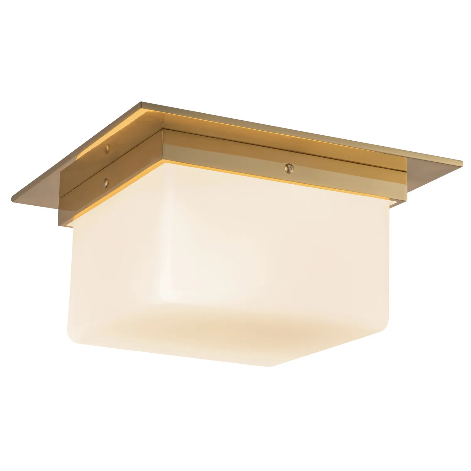 Mineral Two Light Flush Mount in Patina Brass/Opal Glass
