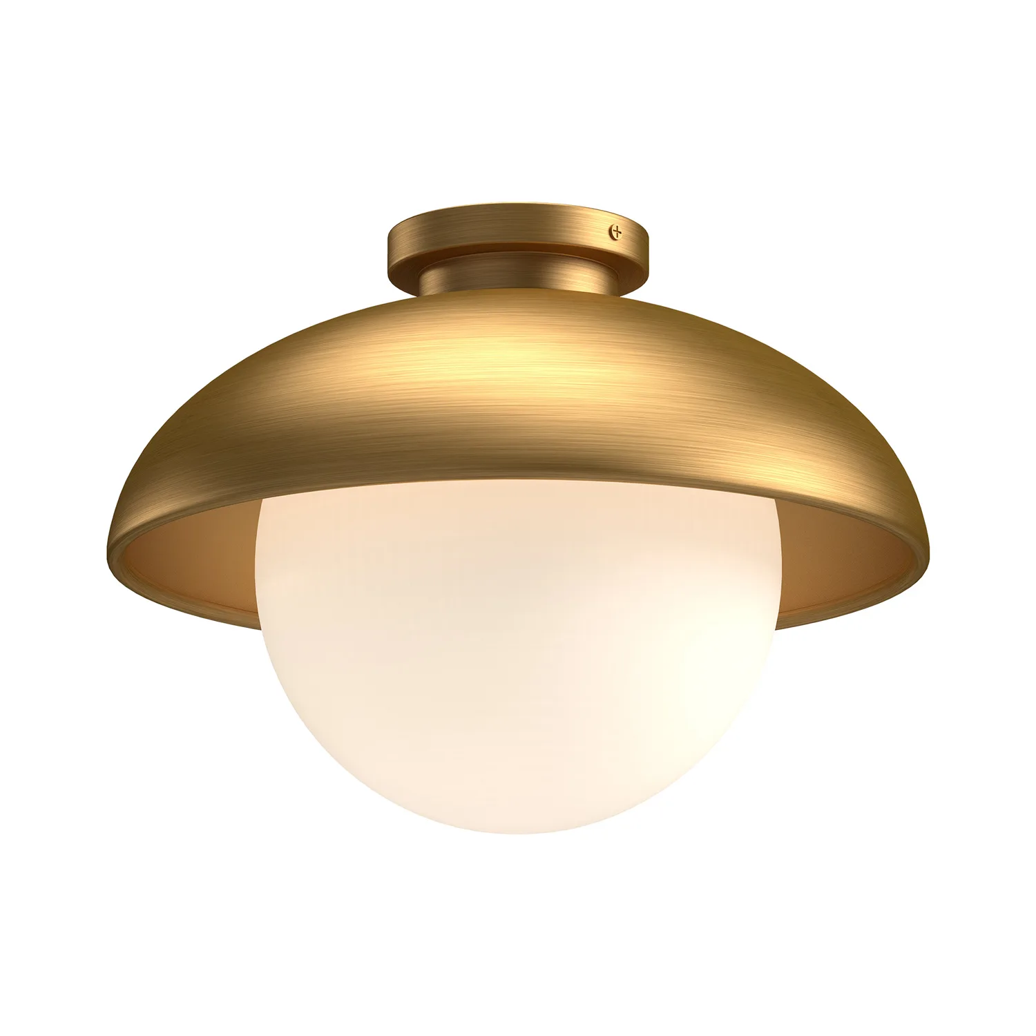 Rubio One Light Flush Mount in Aged Gold/Opal Matte Glass