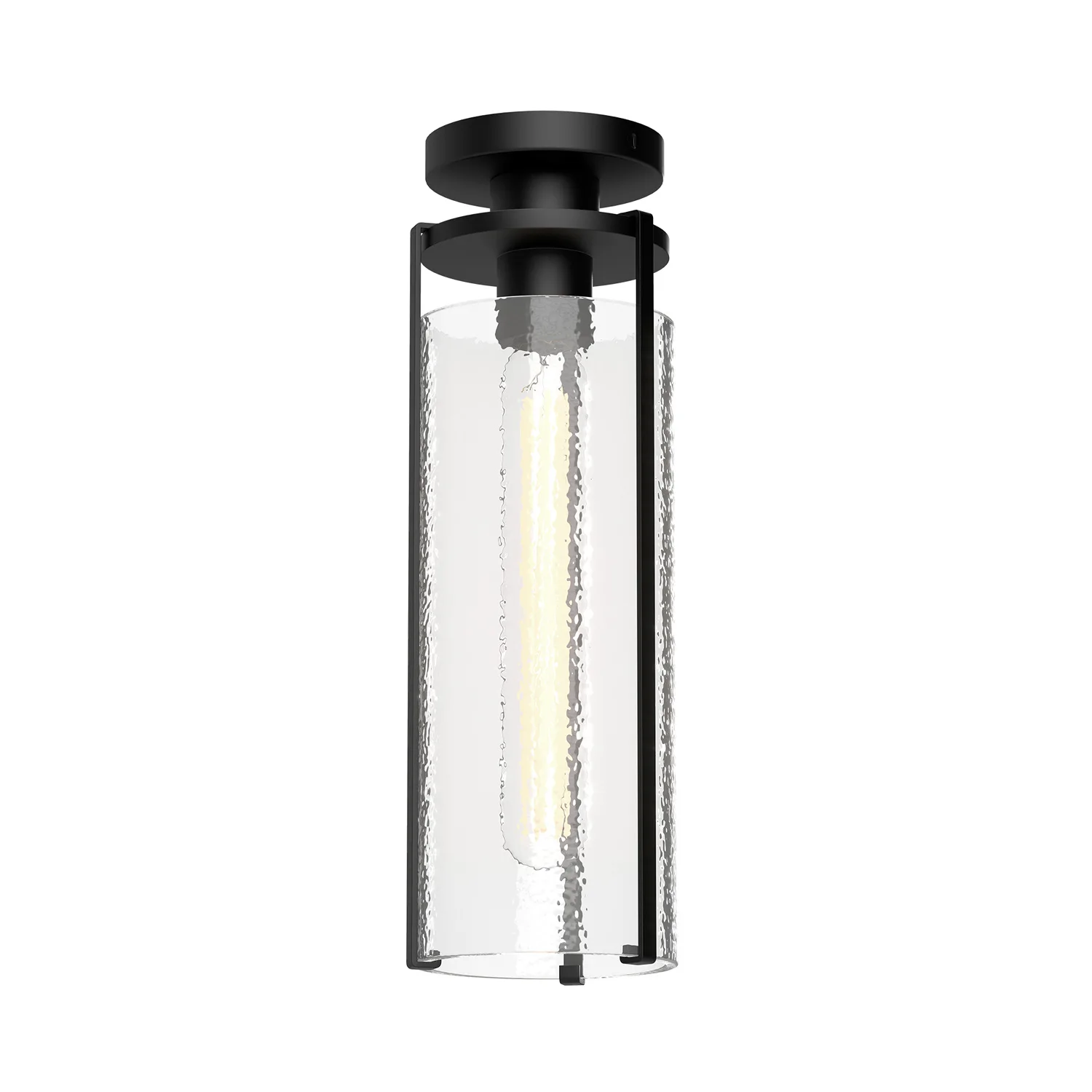 Belmont One Light Flush Mount in Clear Water Glass/Matte Black