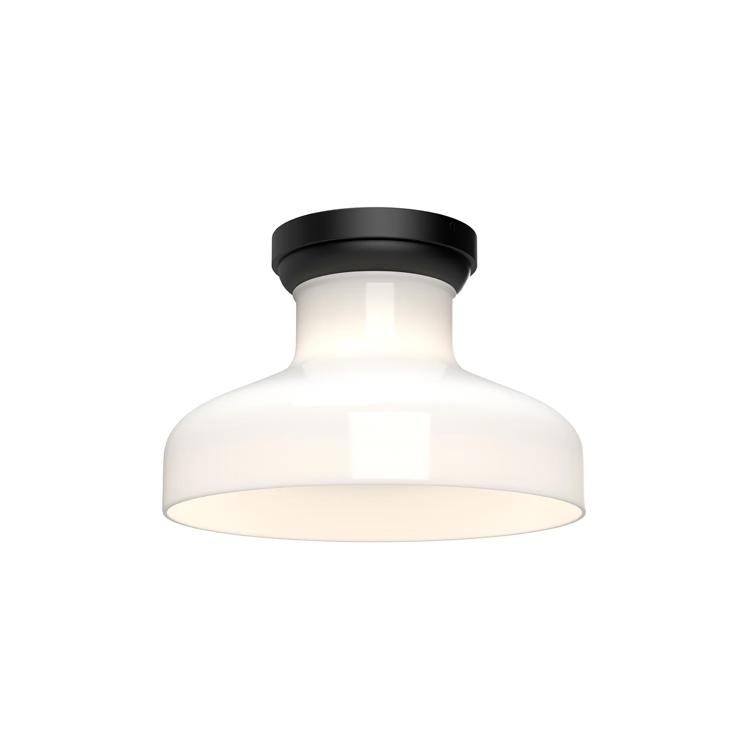 Westlake One Light Flush Mount in Glossy Opal Glass/Matte Black