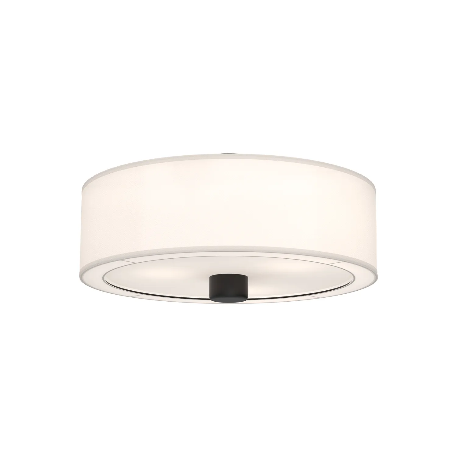 Theo Three Light Flush Mount in Matte Black/White Linen