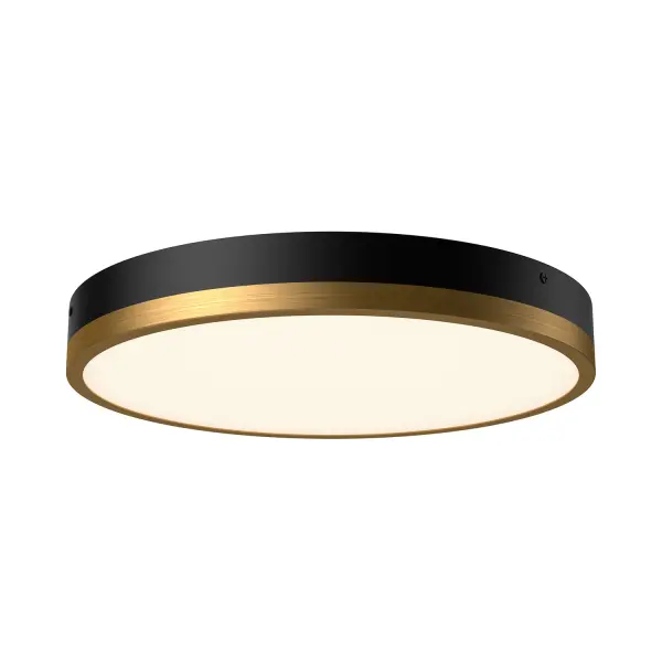 The Adelaide flush-mount collection creates ambiance and elegance wherever is it placed. With a classic circular frame and multiple finishes to choose from, including two trendy mixed metal options, this collection is sure to be a timeless statement in any space. Collection: Adelaide Finish: Aged Gold/Matte Black Glass: Frosted Glass Width: 15.00" Height: 2.00" Length: 15.00" Maximum Wattage: 42.00 W Bulb Type: Module Bulb Base: AC Light Source: LED Light Output: 3765.00 lm Delivered Lumens: 1712.00 lm Color Temperature: 2700 K CRI: 90 Rated Average Life: 50,000 Voltage: 120.00 V Material: Aluminum + Steel + Glass Country of Origin: China Safety Listing: ETL Safety Rating: Dry LED Spec Sheet Instructions