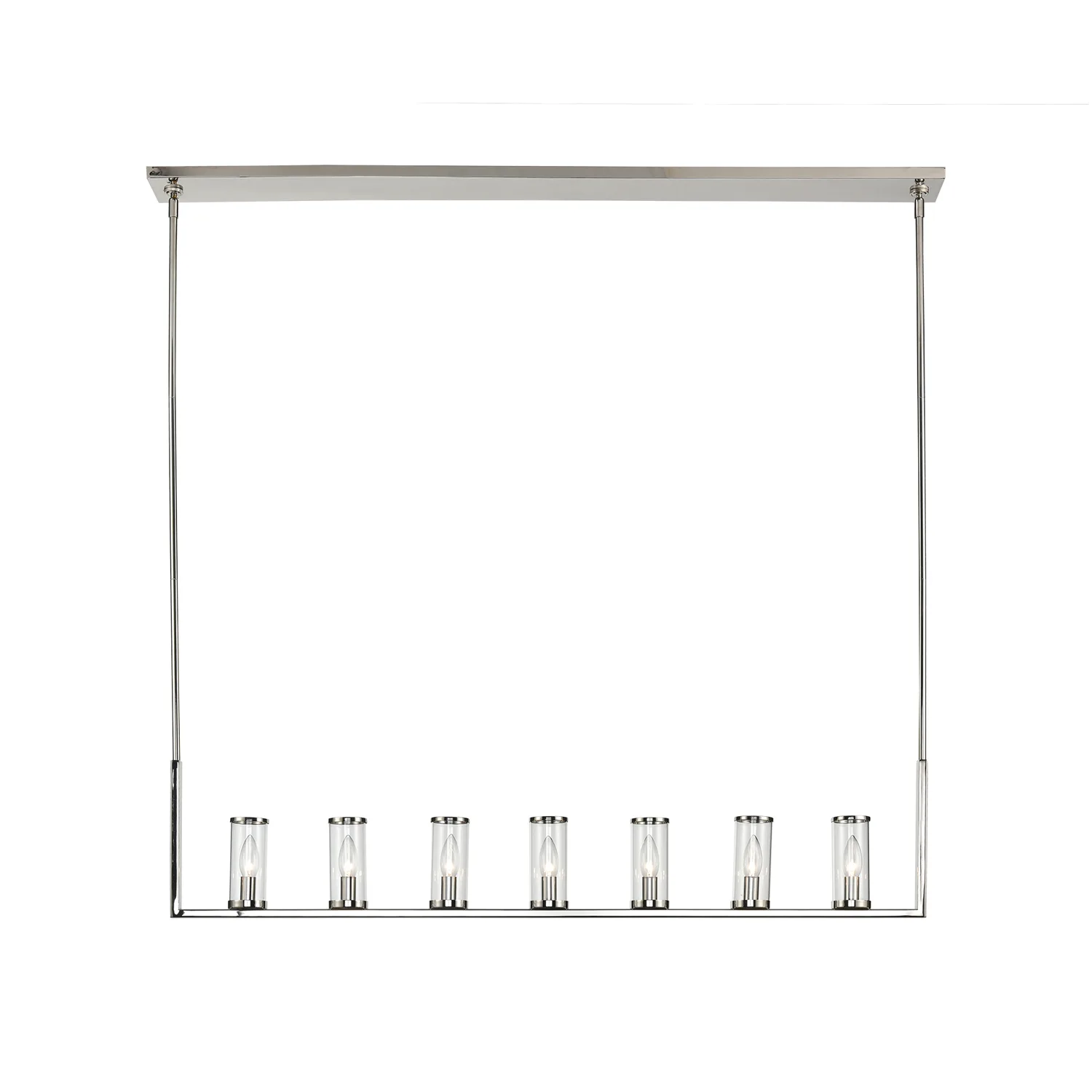 Revolve Seven Light Island Pendant in Clear Glass/Polished Nickel
