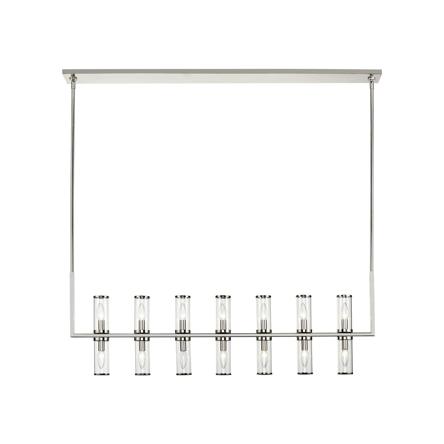 Revolve 14 Light Island Pendant in Clear Glass/Polished Nickel