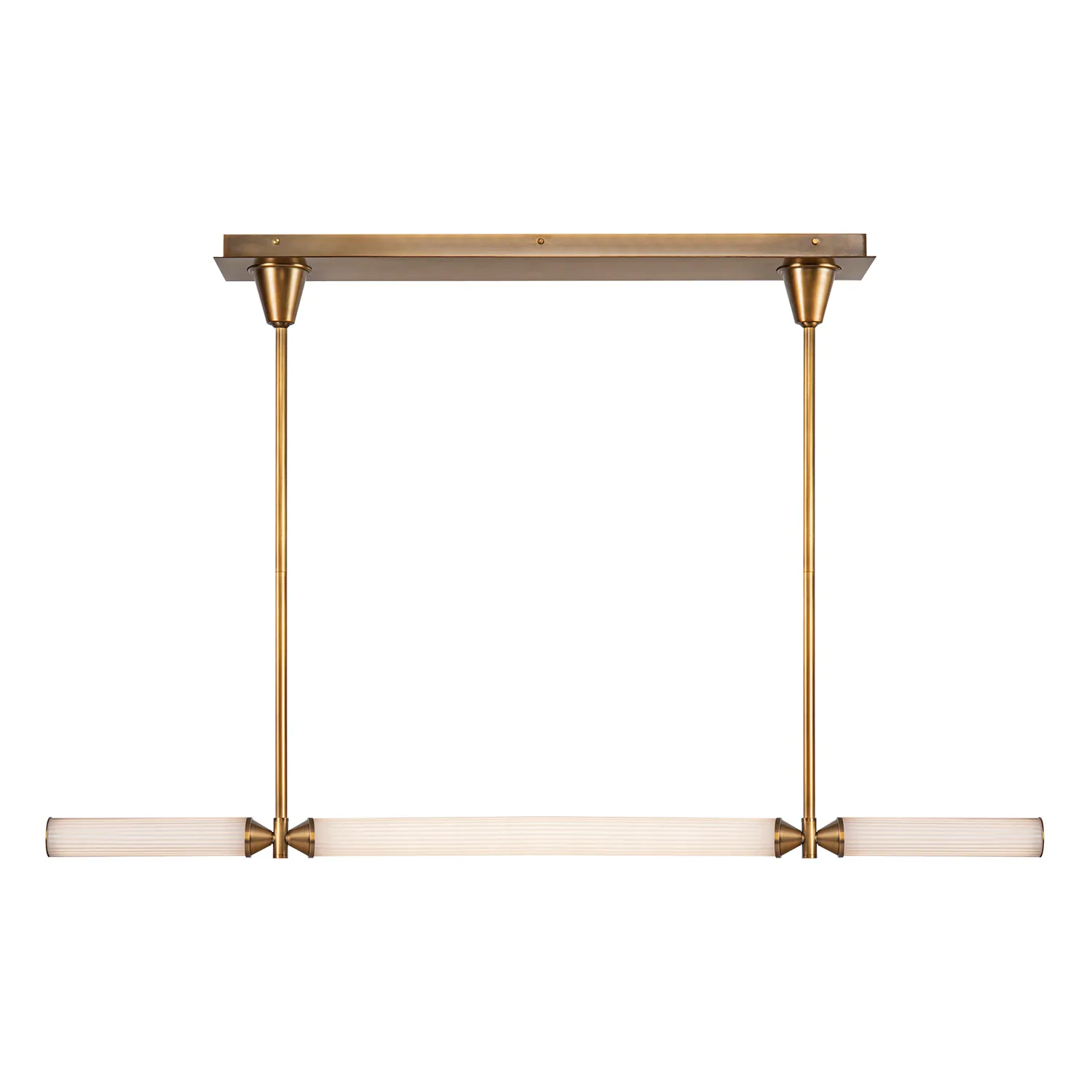Edwin LED Linear Pendant in Vintage Brass/Frosted Ribbed Glass