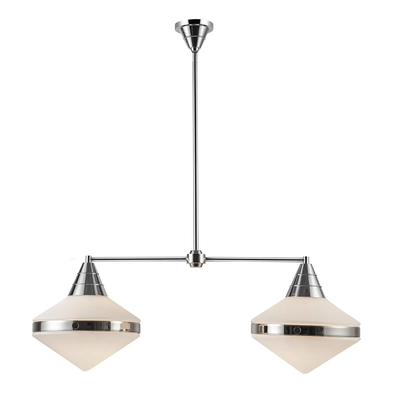 Willard Two Light Linear Pendant in Polished Nickel/Opal Matte Glass