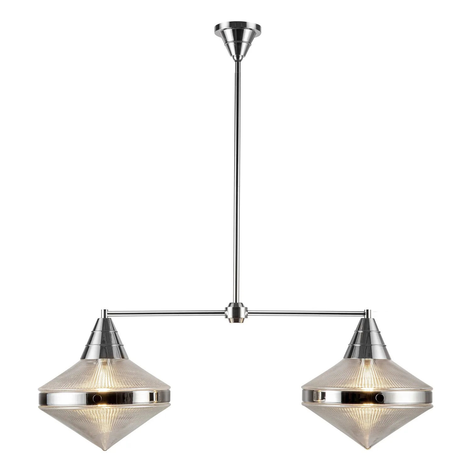 Willard Two Light Linear Pendant in Polished Nickel/Prismatic Glass