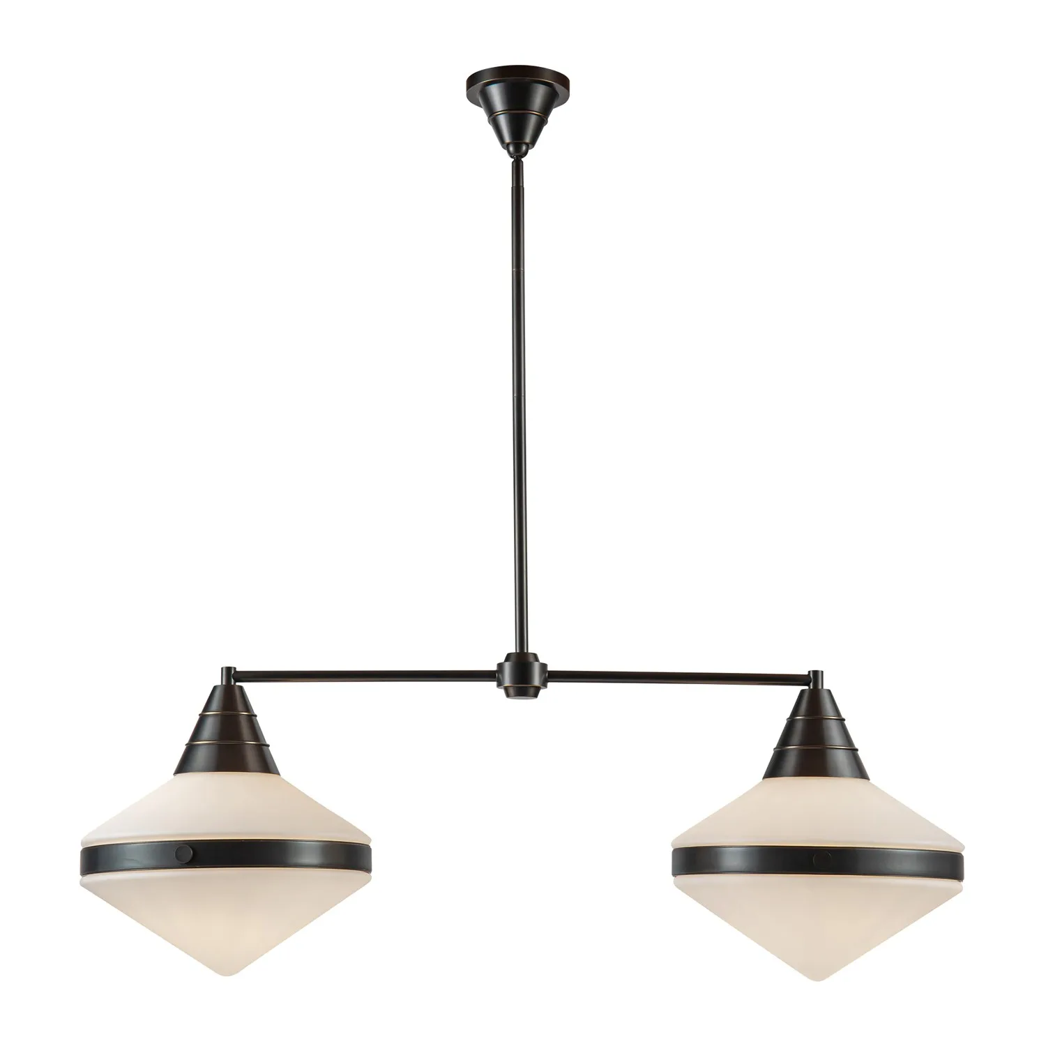 Willard Two Light Linear Pendant in Urban Bronze/Opal Matte Glass