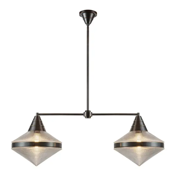 The Willard collection is reminiscent of a cozy English cottage. Strong metal details collide seamlessly with either prismatic or matte opal glass accents to create something timeless yet original. Classic geometry creates stunning silhouettes in any space the Willard is placed. Collection: Willard Designer: Alan Pepin Finish: Urban Bronze/Prismatic Glass Glass: Clear Prismatic Glass Width: 13.50" Height: 14.88" Length: 40.63" Wire: 144" Rod: 46" (3x12" + 1x6" + 1x4") Canopy: D5" x H3.25" Number of Bulbs: 2 Maximum Wattage: 60.00 W Bulb Type: A19 Bulb Base: E26 Voltage: 120.00 V Material: Steel + Glass Country of Origin: China Safety Listing: UL Safety Rating: Dry Manufacturer Warranty: 1 Year Spec Sheet Instructions