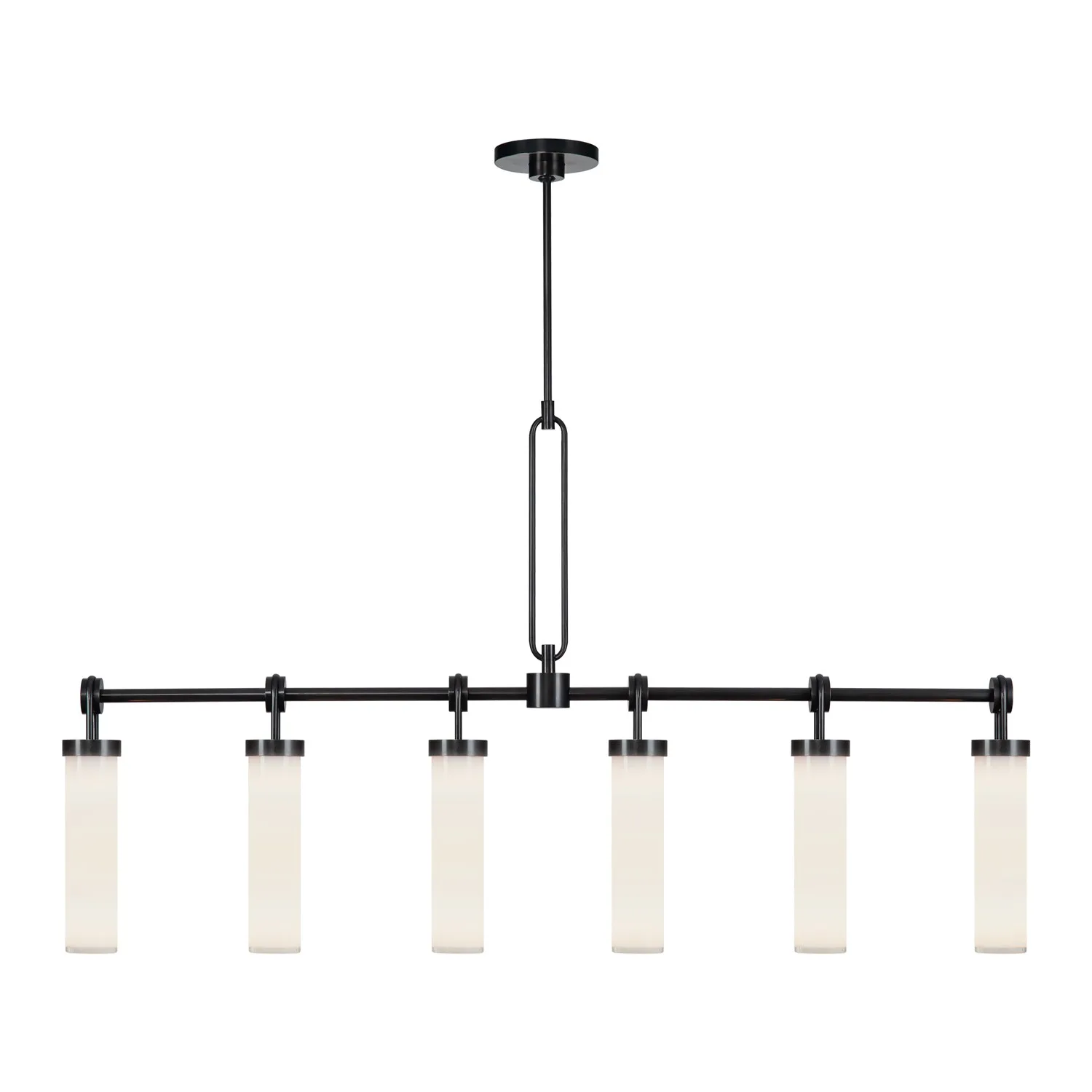 Wynwood Six Light Linear Pendant in Urban Bronze/Glossy Opal