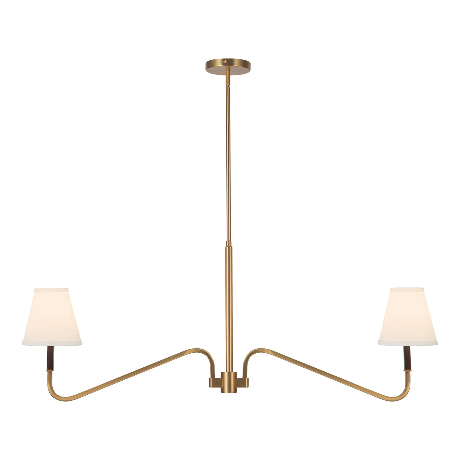 Sloan Two Light Linear Pendant in Brushed Gold/White Linen