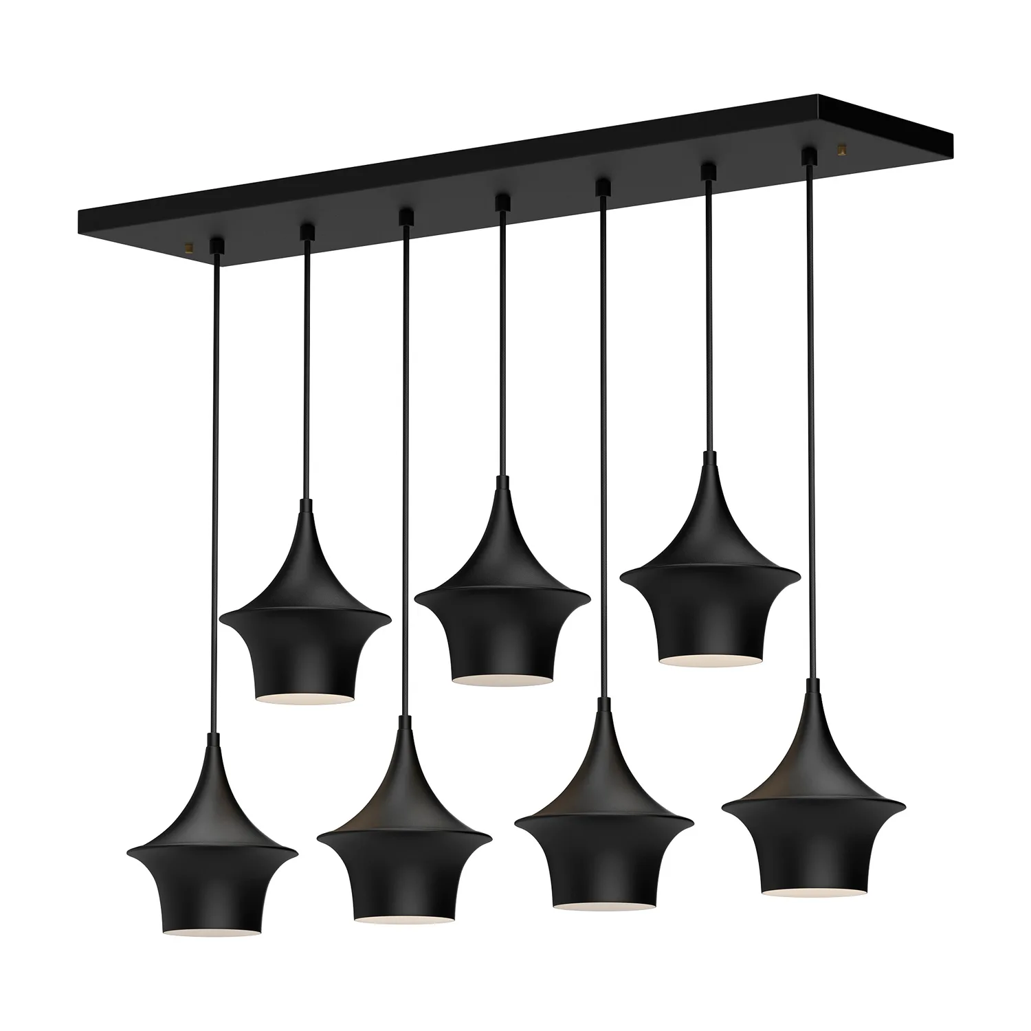 Emiko Seven Light Linear Pendant in Matte Black