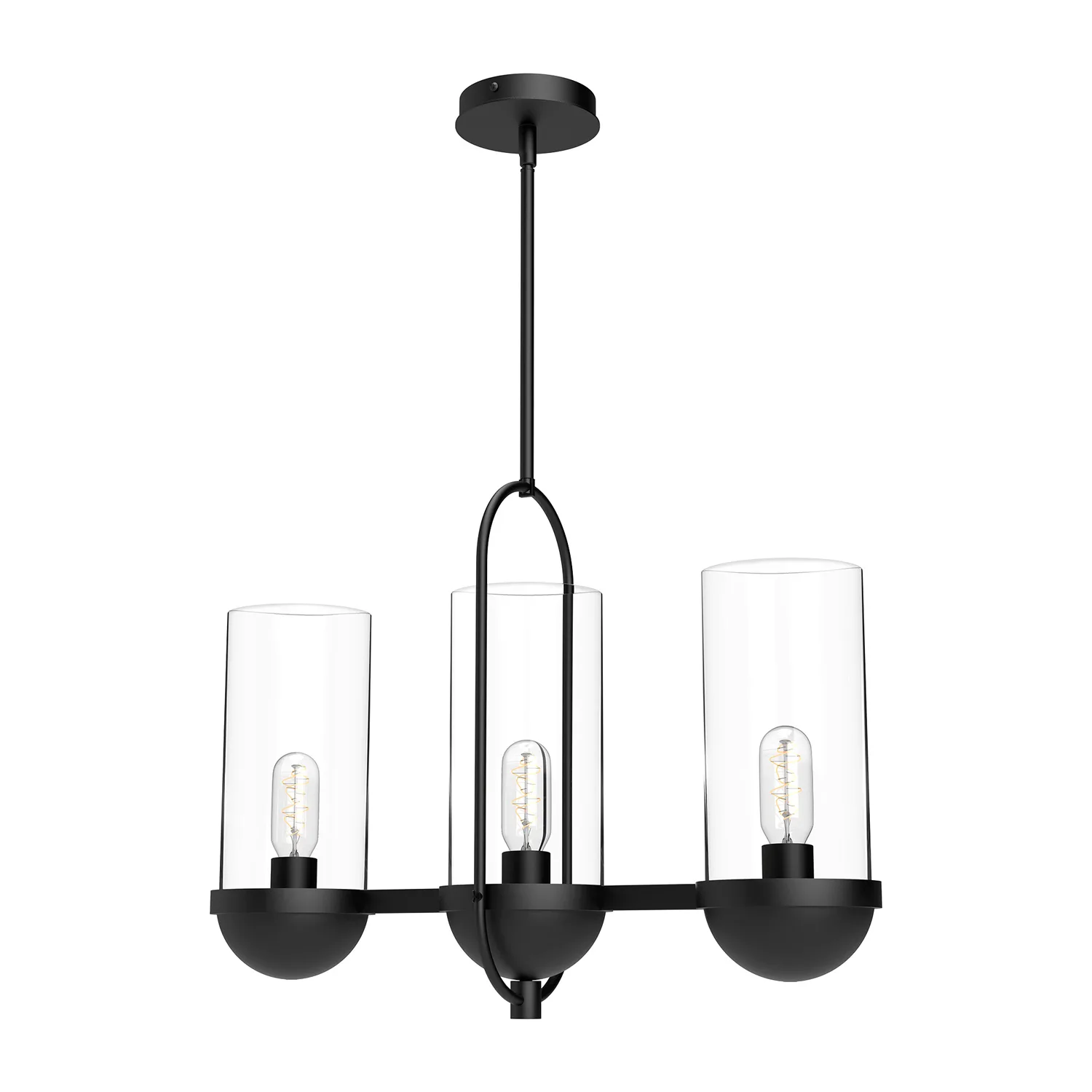 Cyrus Three Light Linear Pendant in Clear Glass/Matte Black