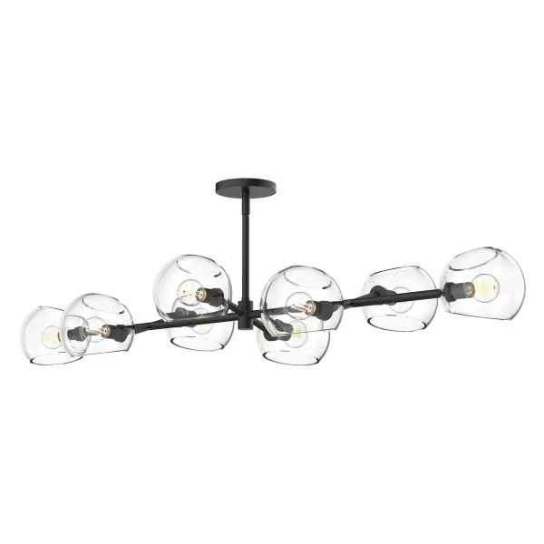 Art meets lighting in the upbeat Willow collection. Willow features two metal finishes and four glass finishes to mix and match, including our unique Copper and Smoked Solid glass options. How will you customize this collection to perfectly match the mood of your home? The possibilities are endless! Collection: Willow Designer: Ryan Pauly Finish: Clear Glass/Matte Black Glass: Clear Glass Width: 18.25" Height: 7.00" Length: 48.25" Weight: 13.31 lb Wire: 60" Rod: 46" (3x12" + 1x6" + 1x4") Canopy: D4.75" x H0.625" Number of Bulbs: 8 Maximum Wattage: 60.00 W Bulb Type: G Bulb Base: E12 Voltage: 120.00 V Material: Steel + Glass Country of Origin: China Safety Listing: UL Safety Rating: Dry Manufacturer Warranty: 1 Year Spec Sheet Instructions