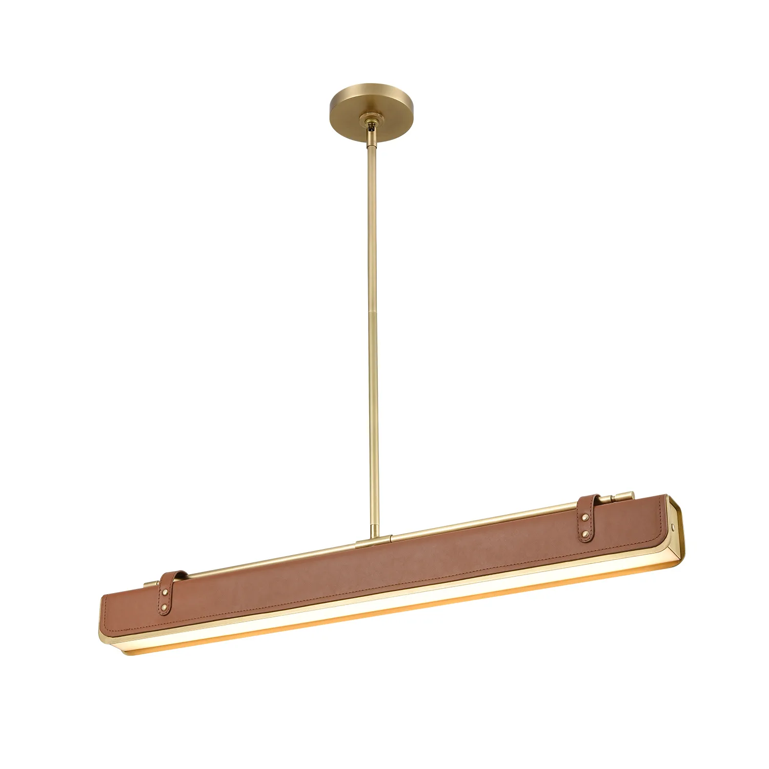 Valise LED Pendant in Vintage Brass/Cognac Leather