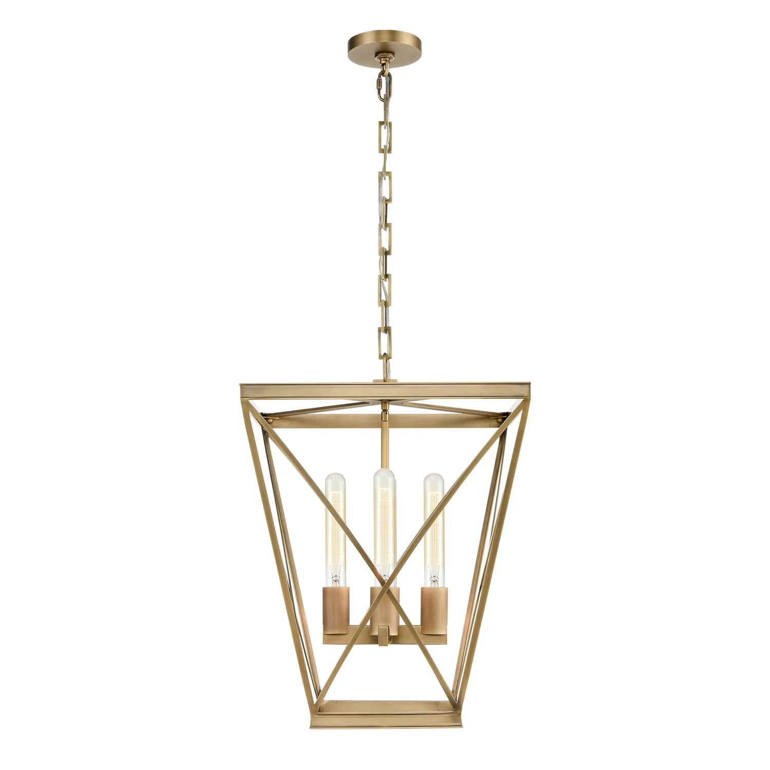 Lattice Four Light Pendant in Vintage Brass
