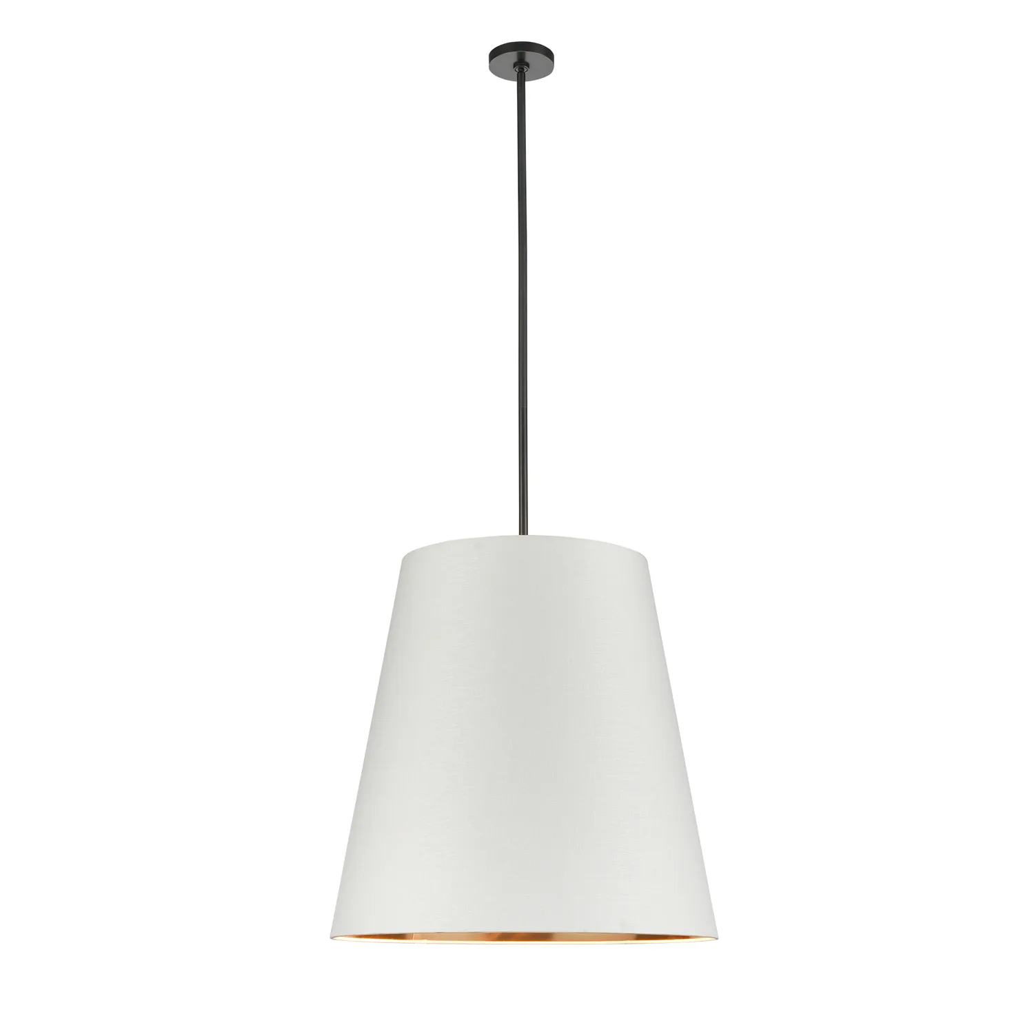 Calor Three Light Pendant in Urban Bronze/White Linen With Gold Parchment