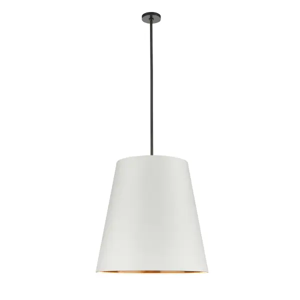 Elegant and softly tapered linen drum shades add a stylish and classic statement to any interior. The Calor collection exhibits a luminous gold interior combined with 100% linen exterior - offered in soft neutral tones of White, Black and Gray. Available in 2 sizes and offered in both Vintage Brass and Urban Bronze finishes. Collection: Calor Sub-Brand: ALORA Finish: Urban Bronze/White Linen With Gold Parchment Glass: Linen Shade Width: 24.88" Height: 24.88" Length: 24.88" Weight: 22.00 lb Wire: 144" Rod: 46" (3x12" + 1x6" + 1x4") Canopy: D4.75" x H0.875" Number of Bulbs: 3 Maximum Wattage: 60.00 W Bulb Type: A19 Bulb Base: E26 Light Source: Incandescent Voltage: 120.00 V Material: Steel + Linen Country of Origin: China Safety Listing: UL Safety Rating: Dry Manufacturer Warranty: 1 Year Spec Sheet Instructions