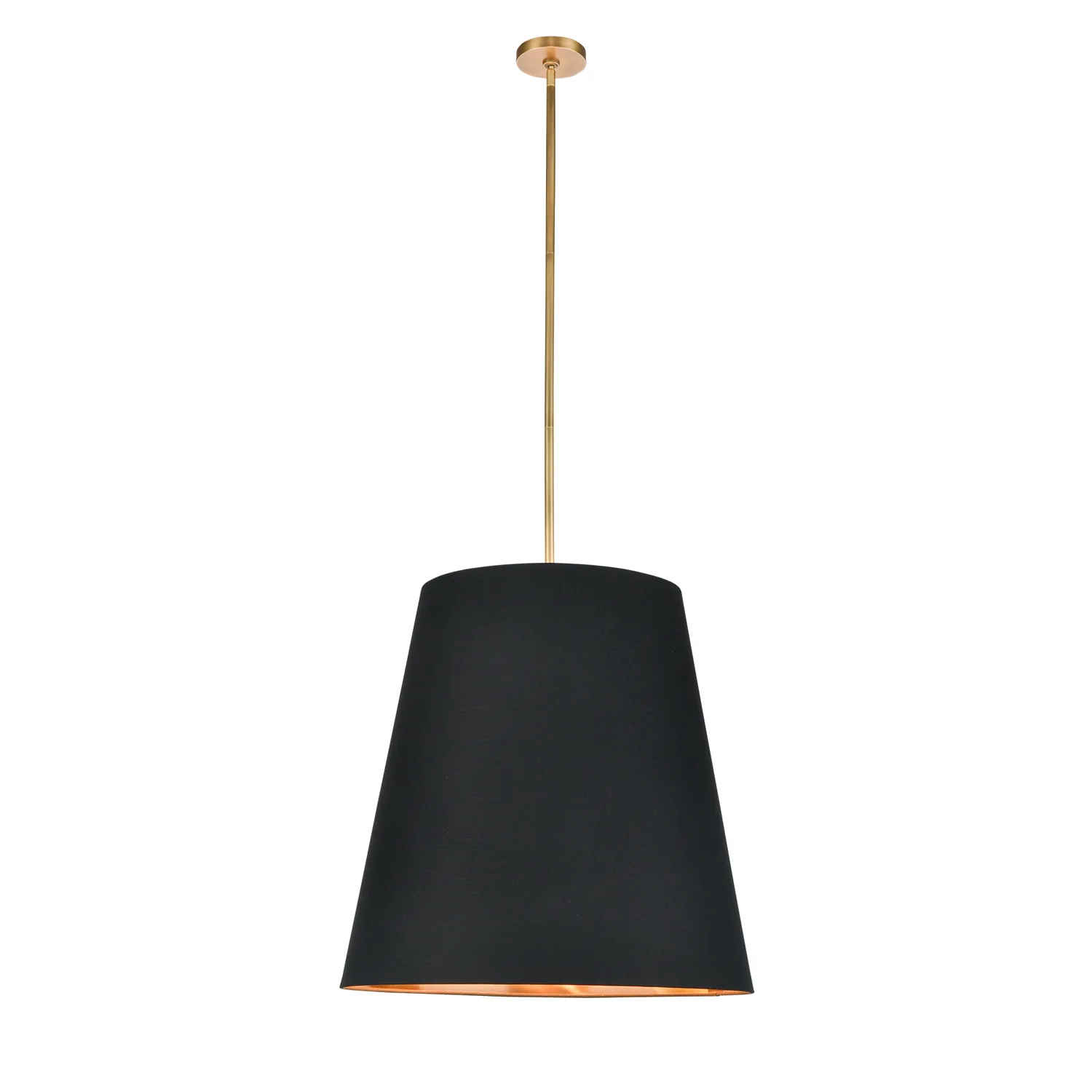 Calor Three Light Pendant in Black Linen With Gold Parchment/Vintage Brass