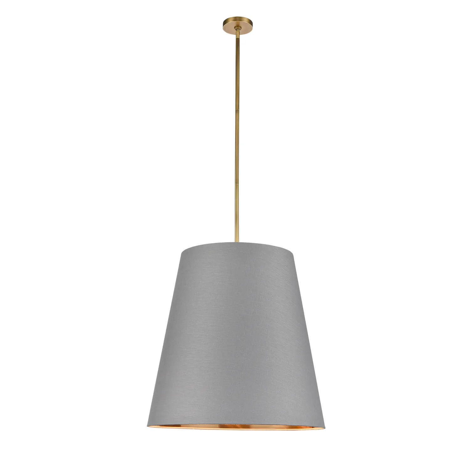 Calor Three Light Pendant in Gray Linen With Gold Parchment/Vintage Brass