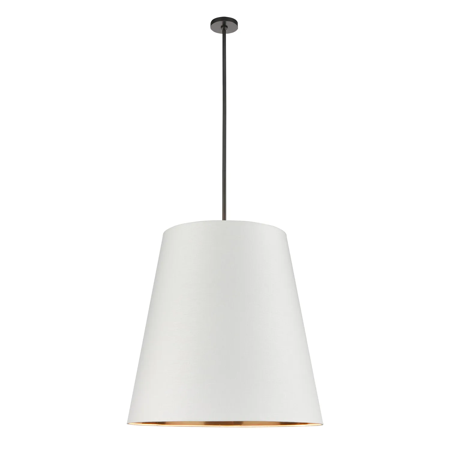 Calor Three Light Pendant in Urban Bronze/White Linen With Gold Parchment