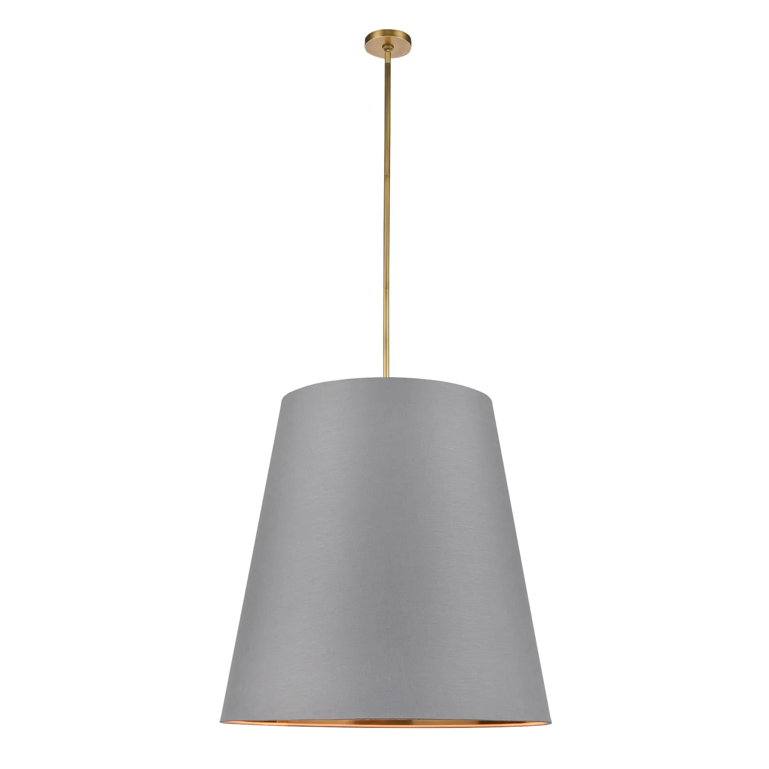 Calor Three Light Pendant in Gray Linen With Gold Parchment/Vintage Brass