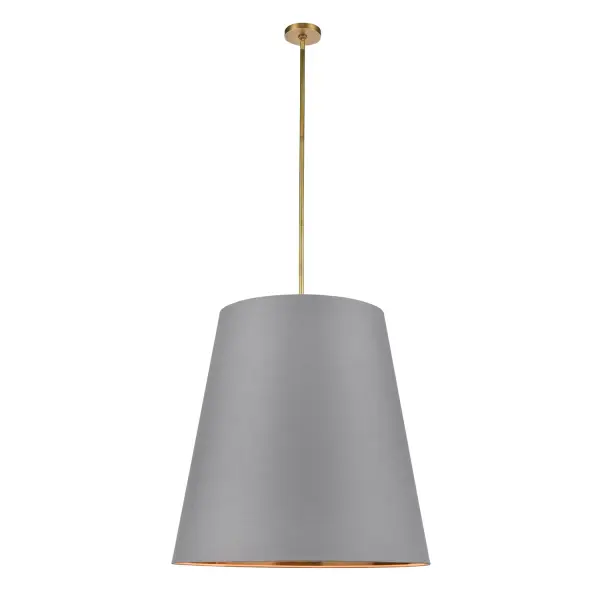 Elegant and softly tapered linen drum shades add a stylish and classic statement to any interior. The Calor collection exhibits a luminous gold interior combined with 100% linen exterior - offered in soft neutral tones of White, Black and Gray. Available in 2 sizes and offered in both Vintage Brass and Urban Bronze finishes. Collection: Calor Sub-Brand: ALORA Finish: Gray Linen With Gold Parchment/Vintage Brass Glass: Linen Shade Width: 30.00" Height: 30.00" Length: 30.00" Weight: 27.20 lb Wire: 144" Rod: 46" (3x12" + 1x6" + 1x4") Canopy: D4.75" x H0.875" Number of Bulbs: 3 Maximum Wattage: 60.00 W Bulb Type: A19 Bulb Base: E26 Light Source: Incandescent Voltage: 120.00 V Material: Steel + Linen Country of Origin: China Safety Listing: UL Safety Rating: Dry Manufacturer Warranty: 1 Year Spec Sheet Instructions