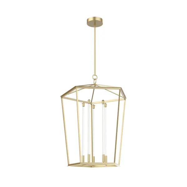 Named for a southern Creole magic, the Delphine collection melds classical traditions with modern magic. With a timeless birdcage style lantern frame and the latest in modern filament technology within, the Delphine collection is sure to mesmerize. This collection melds luxury, tradition, and technology into one structure that is truly timeless. Available in Natural Brass and Urban Bronze Finishes. Collection: Delphine Designer: Ryan Pauly Sub-Brand: ALORA Finish: Natural Brass Glass: Clear Glass Width: 25.25" Height: 32.88" Length: 25.25" Wire: 144" Rod: 46" (3x12" + 1x6" + 1x4") Canopy: D6" x H1.875" Maximum Wattage: 30.00 W Bulb Type: LED Bulb Base: Filament Light Source: LED Light Output: 4410.00 lm Delivered Lumens: 3300.00 lm Color Temperature: 2700 K CRI: 90 Rated Average Life: 50,000 Voltage: 120.00 V Material: Steel + Brass + Glass Country of Origin: China Safety Listing: ETL Safety Rating: Dry Title 24 LED Manufacturer Warranty: 5 Years Spec Sheet Instructions