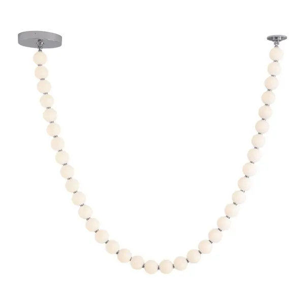Inspired by the luxe pearls discovered by the sea, the Akoya collection is an instant classic. With unlimited amounts of configurations, this collection is perfect for any space in need of an awe-inspiring statement piece. Beads of illumination twirl in any way you prefer on a subtle frosted polished chrome frame. Now available in new sizes and canopy options. Collection: Akoya Designer: Ryan Pauly Finish: Chrome Glass: Frosted PC Diffuser Width: 3.25" Height: 3.25" Length: 12.00" Wire: 144" Canopy: D9.875" x H1.625" Maximum Wattage: 59.00 W Bulb Type: LED Light Source: LED Light Output: 4115.00 lm Delivered Lumens: 2050.00 lm Color Temperature: 3000 K CRI: 90 Rated Average Life: 50,000 Voltage: 120.00 V Material: Steel + PC Country of Origin: China Safety Listing: ETL Safety Rating: Dry LED Spec Sheet Instructions