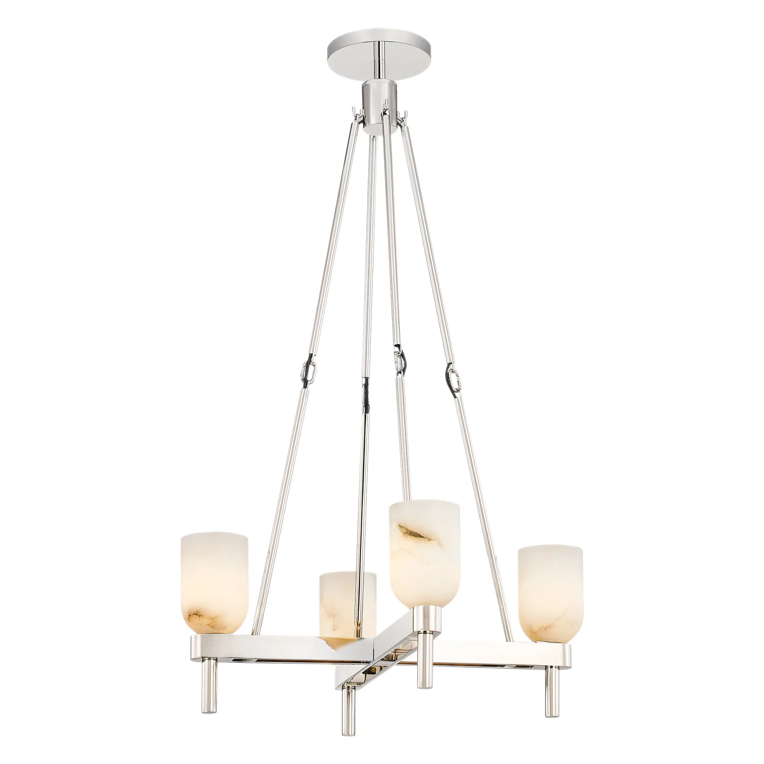 Lucian Four Light Pendant in Polished Nickel/Alabaster