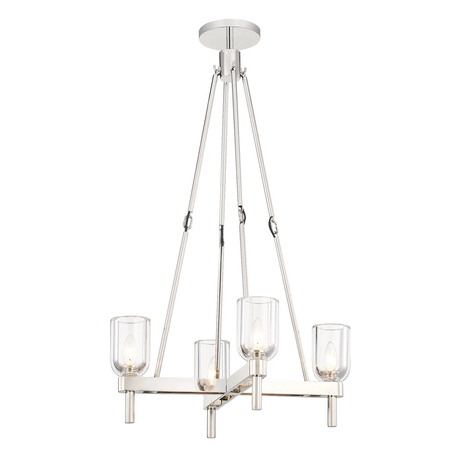 Lucian Four Light Pendant in Clear Crystal/Polished Nickel