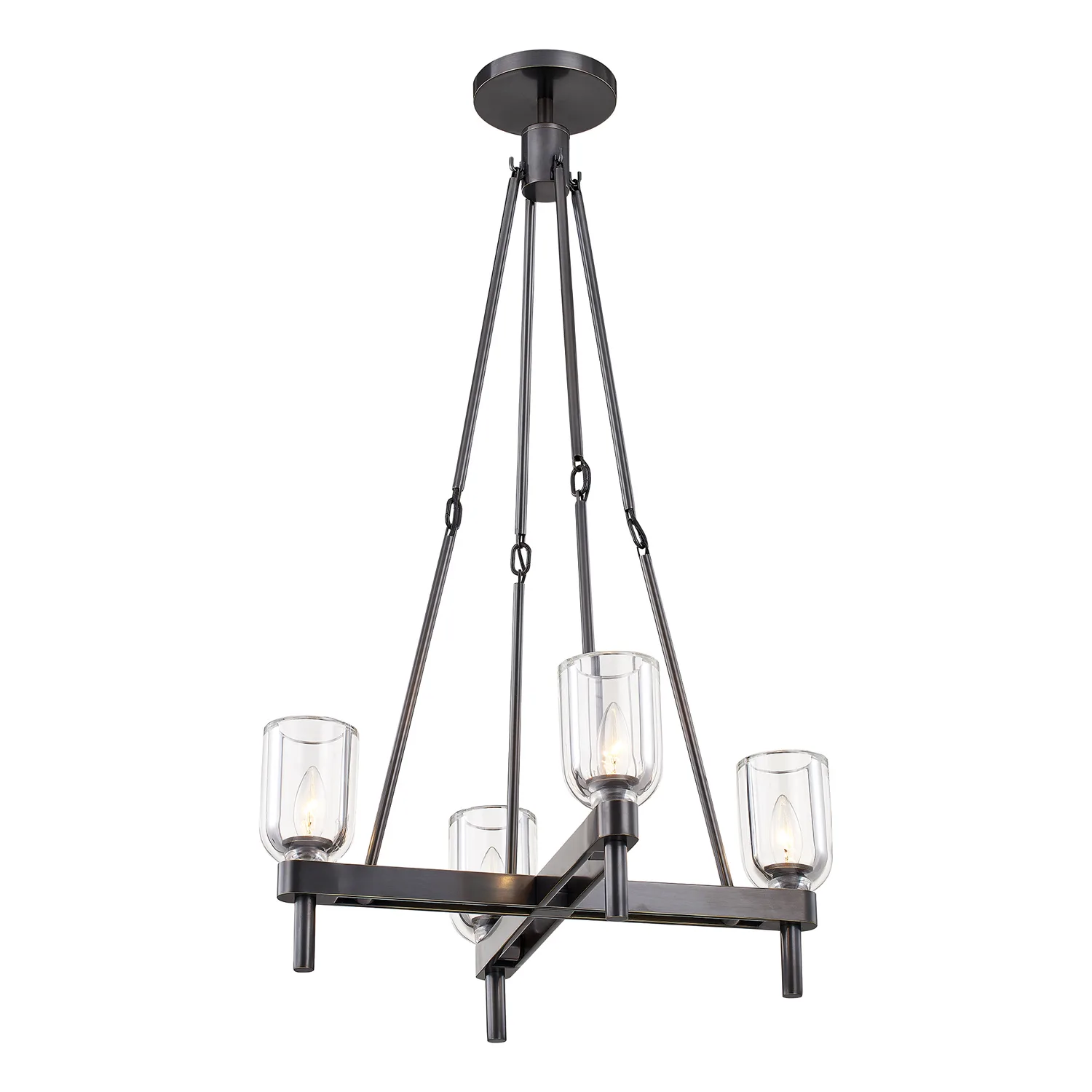 Lucian Four Light Pendant in Clear Crystal/Urban Bronze
