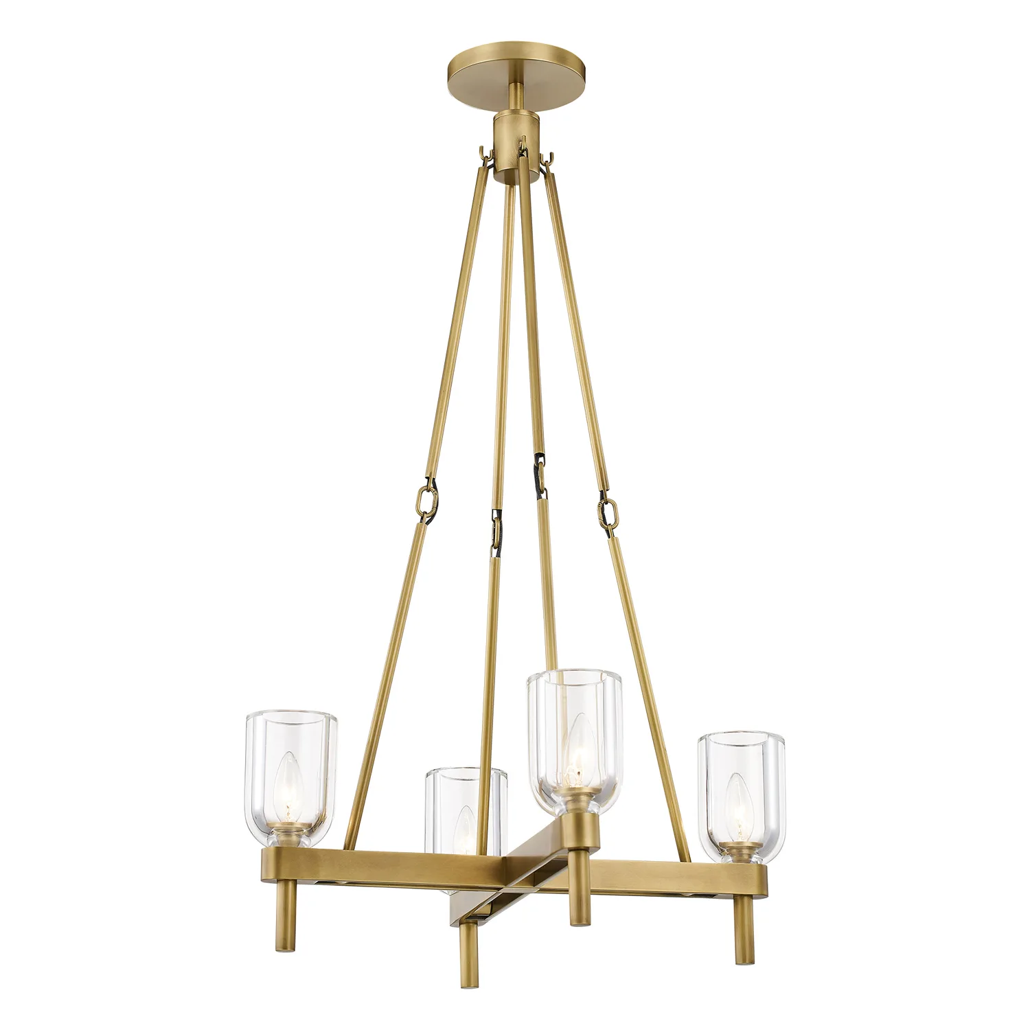 Lucian Four Light Pendant in Vintage Brass/Clear Crystal