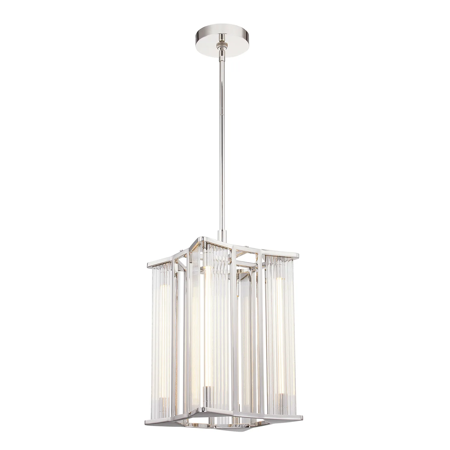 Sabre LED Pendant in Polished Nickel/Ribbed Glass