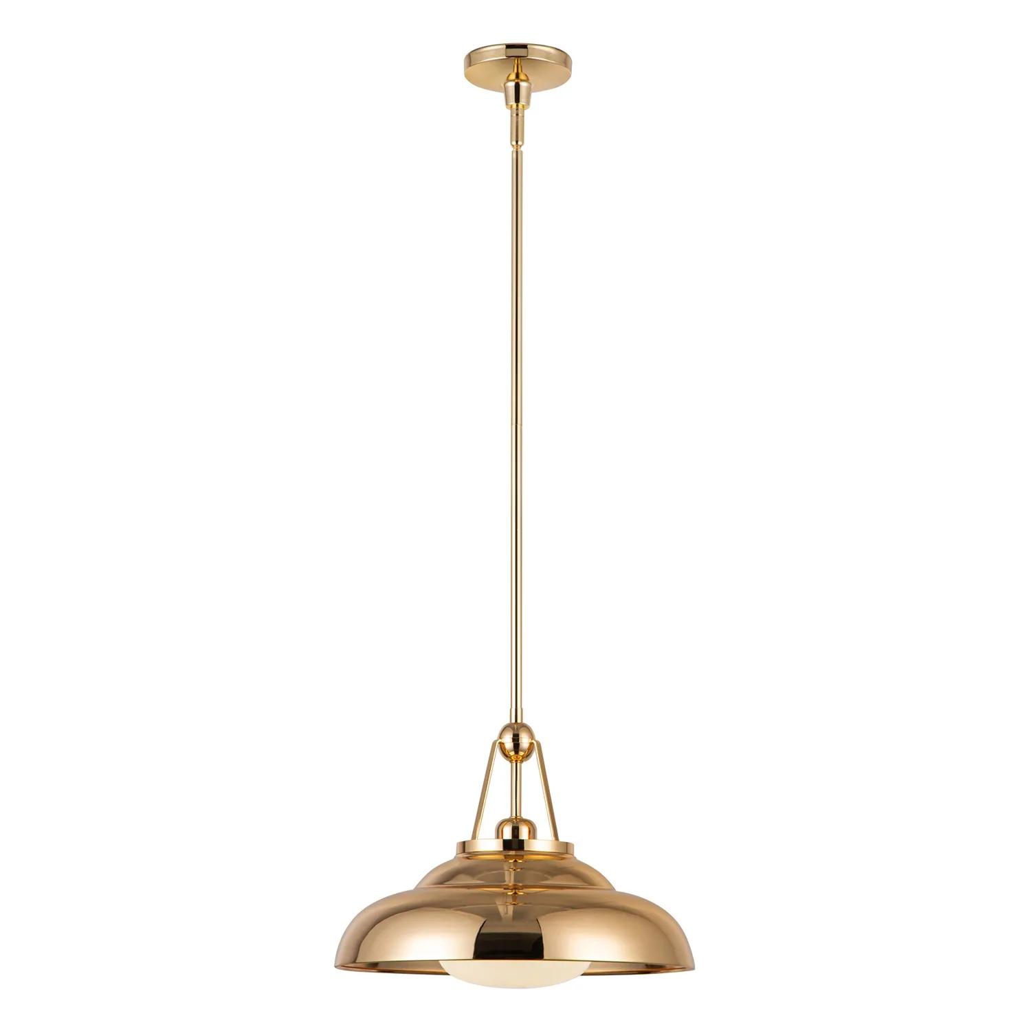 Palmetto One Light Pendant in Polished Brass/Glossy Opal