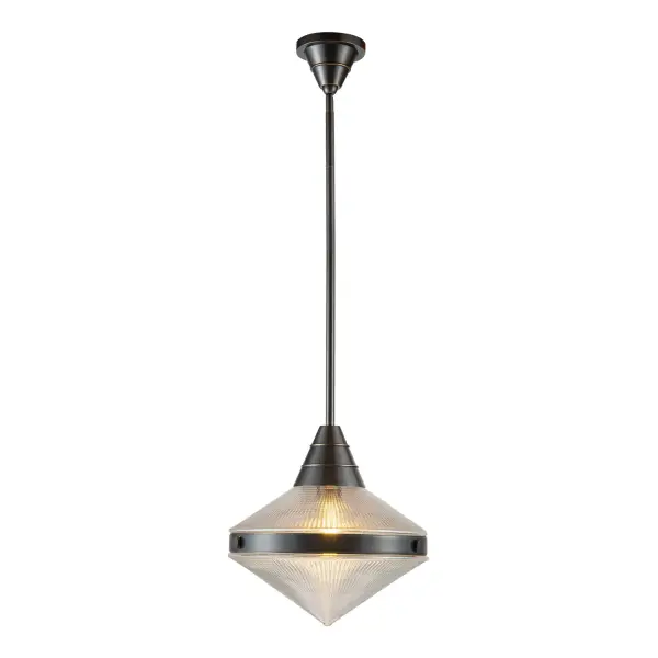 The Willard collection is reminiscent of a cozy English cottage. Strong metal details collide seamlessly with either prismatic or matte opal glass accents to create something timeless yet original. Classic geometry creates stunning silhouettes in any space the Willard is placed. Collection: Willard Designer: Alan Pepin Finish: Urban Bronze/Prismatic Glass Glass: Clear Prismatic Glass Width: 13.50" Height: 14.13" Length: 13.50" Wire: 144" Rod: 46" (3x12" + 1x6" + 1x4") Canopy: D5" x H3.25" Number of Bulbs: 1 Maximum Wattage: 60.00 W Bulb Type: A19 Bulb Base: E26 Voltage: 120.00 V Material: Steel + Glass Country of Origin: China Safety Listing: UL Safety Rating: Dry Manufacturer Warranty: 1 Year Spec Sheet Instructions