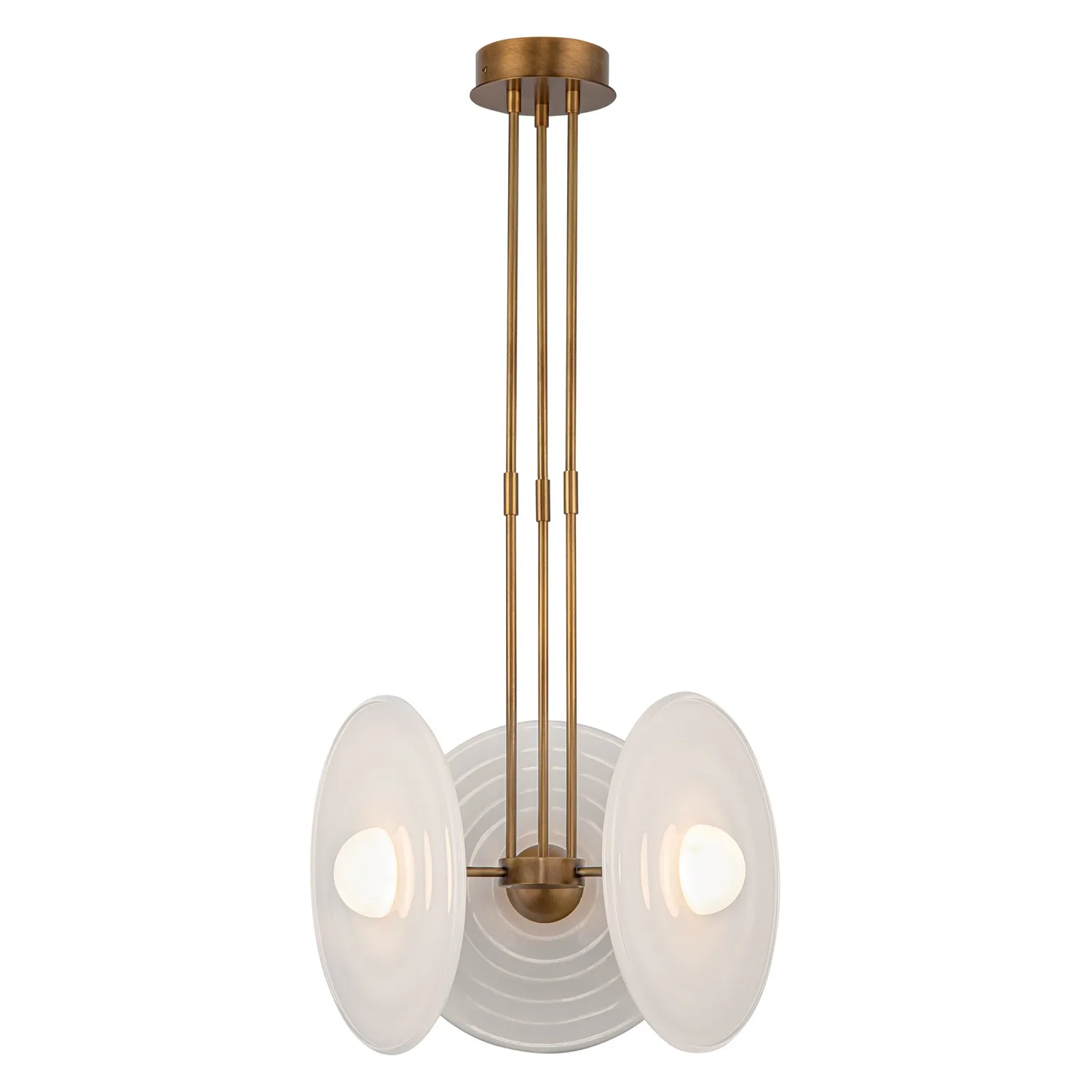 Harbour LED Pendant in Vintage Brass/Glossy Opal