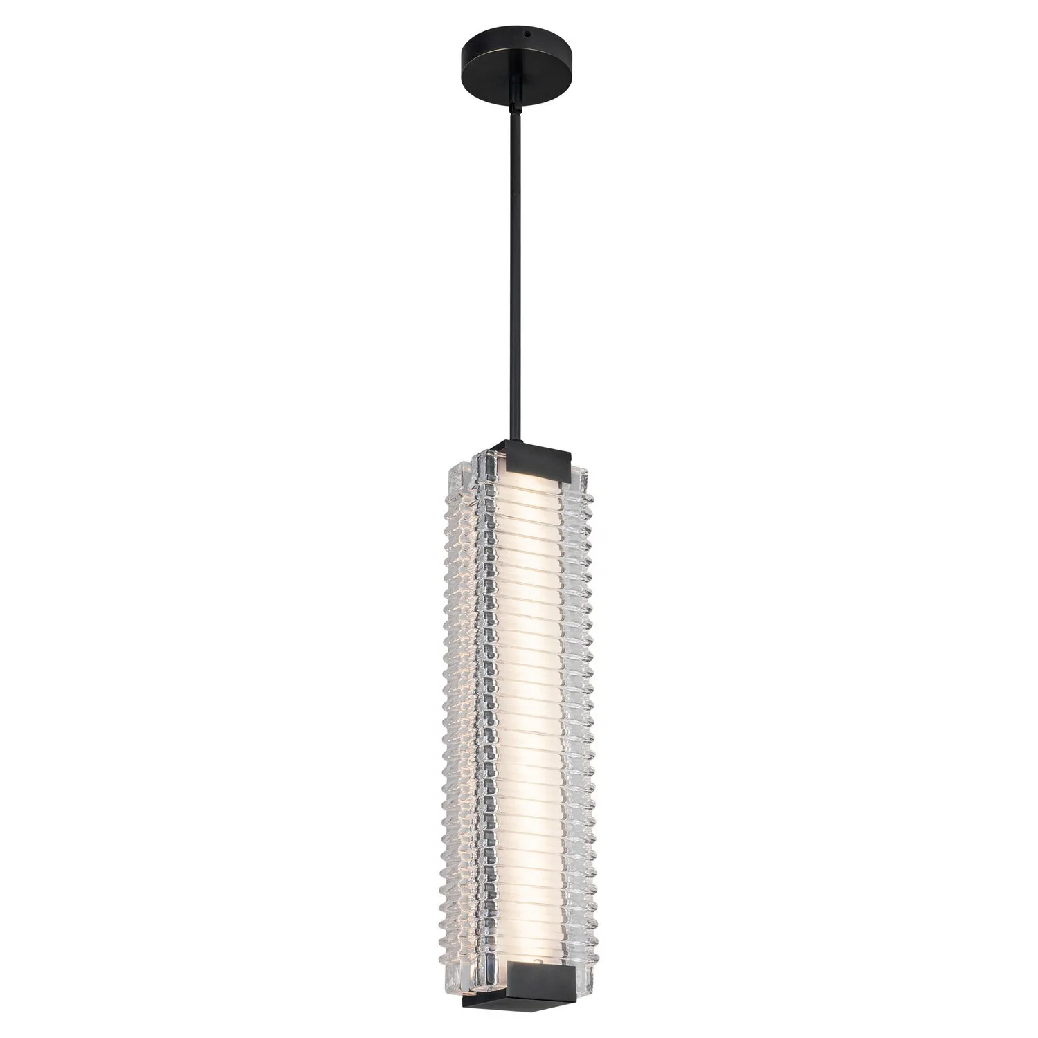 Alai LED Pendant in Urban Bronze/Ribbed Glass