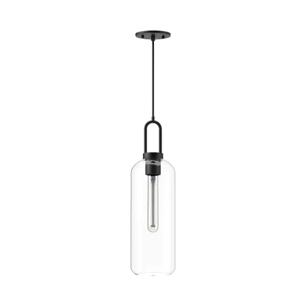 Inspired by traditional Japanese lanterns, the Soji has a timeless silhouette. With many glass and metal-detailing finishes to choose from, it's easy to make the Soji fit your mood. Unique Copper and Smoked Solid glass options create ambiance that changes from day to night with ease, while Clear and Opal Matte glass create a classic statement. Collection: Soji Designer: Ryan Pauly Finish: Clear Glass/Matte Black Glass: Clear Glass Width: 6.00" Height: 20.75" Length: 6.00" Wire: 72" Black Braided Canopy: D4.75" x H0.375" Number of Bulbs: 1 Maximum Wattage: 60.00 W Bulb Type: T Bulb Base: E26 Voltage: 120.00 V Material: Steel + Glass Country of Origin: China Safety Listing: UL Safety Rating: Dry Manufacturer Warranty: 1 Year Spec Sheet Instructions