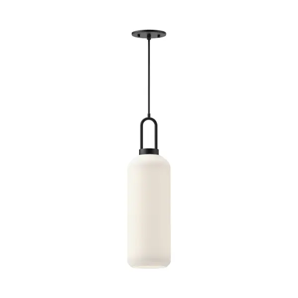 Inspired by traditional Japanese lanterns, the Soji has a timeless silhouette. With many glass and metal-detailing finishes to choose from, it's easy to make the Soji fit your mood. Unique Copper and Smoked Solid glass options create ambiance that changes from day to night with ease, while Clear and Opal Matte glass create a classic statement. Collection: Soji Designer: Ryan Pauly Finish: Matte Black/Opal Matte Glass Glass: Matte Opal Glass Width: 6.00" Height: 20.75" Length: 6.00" Wire: 72" Black Braided Canopy: D4.75" x H0.375" Number of Bulbs: 1 Maximum Wattage: 60.00 W Bulb Type: T Bulb Base: E26 Voltage: 120.00 V Material: Steel + Glass Country of Origin: China Safety Listing: UL Safety Rating: Dry Manufacturer Warranty: 1 Year Spec Sheet Instructions
