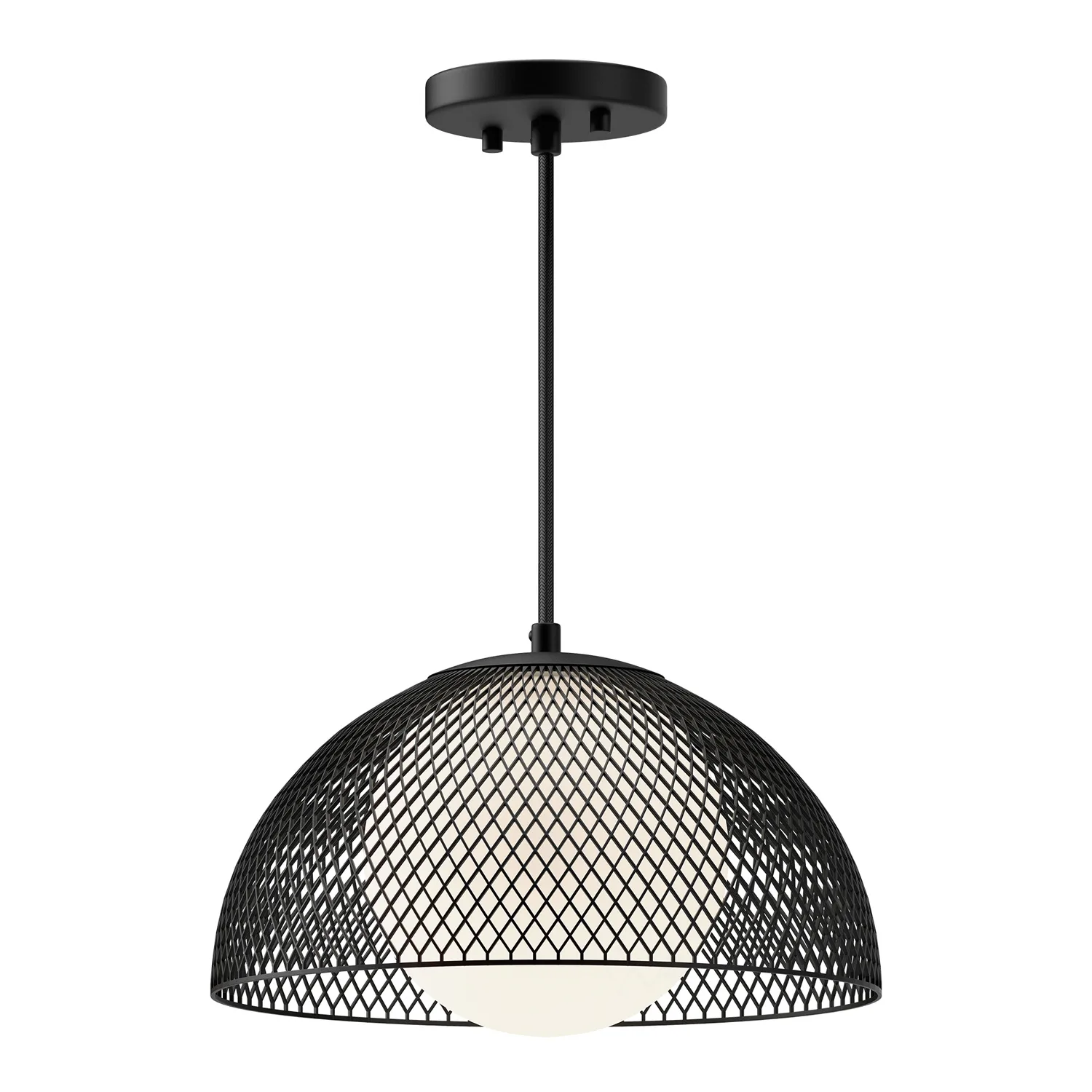 Haven One Light Pendant in Matte Black/Opal Matte Glass