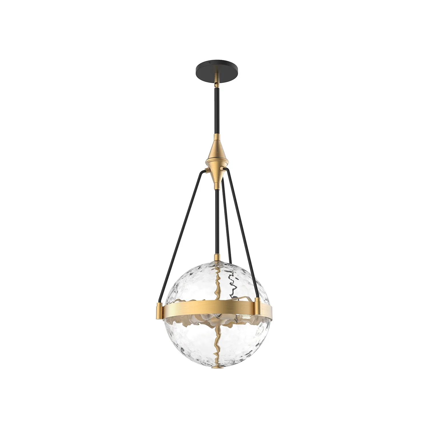 Harmony Three Light Pendant in Brushed Gold/ Clear Water Glass