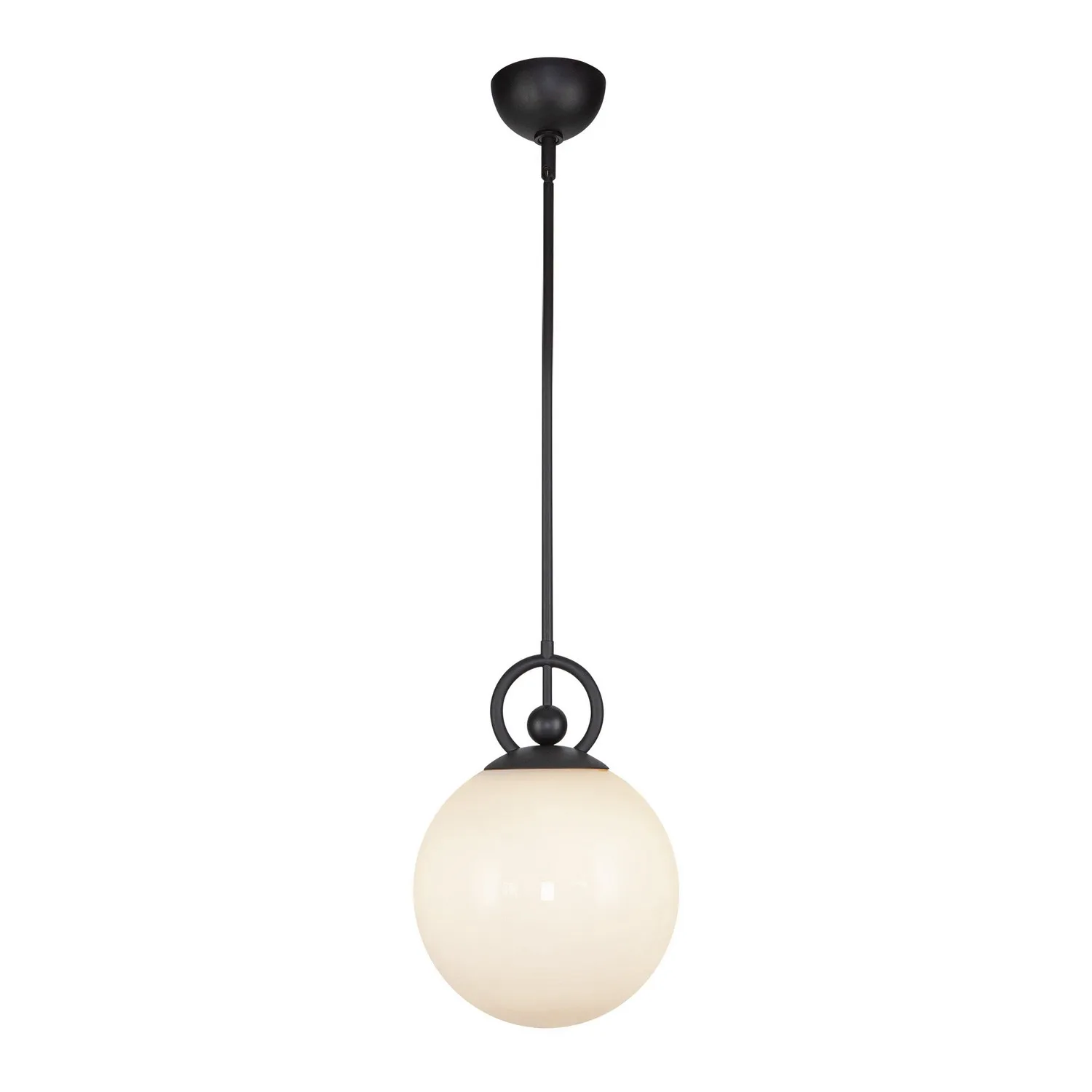 Fiore One Light Pendant in Matte Black/Glossy Opal Glass