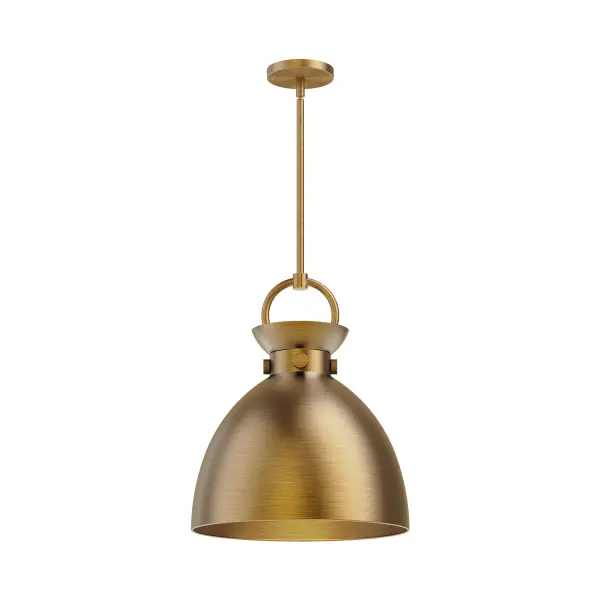 From a cozy cottage to an artfully eclectic space, the Waldo transforms to fit any mood. With handsome metallic details and five unique shade shapes to choose from, this collection provides endless inspiration. Mix and match this collection to fit your mood with hardware, shade, and mixed-metal finish options Collection: Waldo Designer: Alan Pepin Finish: Aged Gold Glass: Steel Shade Width: 14.00" Height: 17.13" Length: 14.00" Rod: 46" (3x12" + 1x6" + 1x4") Canopy: D4.625" x H0.625" Number of Bulbs: 1 Maximum Wattage: 60.00 W Bulb Type: A19 Bulb Base: E26 Voltage: 120.00 V Material: Steel Country of Origin: China Safety Listing: UL Safety Rating: Dry Manufacturer Warranty: 1 Year Spec Sheet Instructions