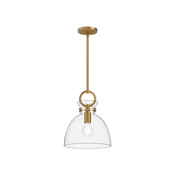 From a cozy cottage to an artfully eclectic space, the Waldo transforms to fit any mood. With handsome metallic details and five unique shade shapes to choose from, this collection provides endless inspiration. Mix and match this collection to fit your mood with hardware, shade, and mixed-metal finish options Collection: Waldo Designer: Alan Pepin Finish: Aged Gold/Clear Glass: Clear Glass Width: 10.50" Height: 12.75" Length: 10.50" Rod: 46" (3x12" + 1x6" + 1x4") Canopy: D4.625" x H0.625" Number of Bulbs: 1 Maximum Wattage: 60.00 W Bulb Type: A19 Bulb Base: E26 Voltage: 120.00 V Material: Steel + Glass Country of Origin: China Safety Listing: UL Safety Rating: Dry Manufacturer Warranty: 1 Year Spec Sheet Instructions
