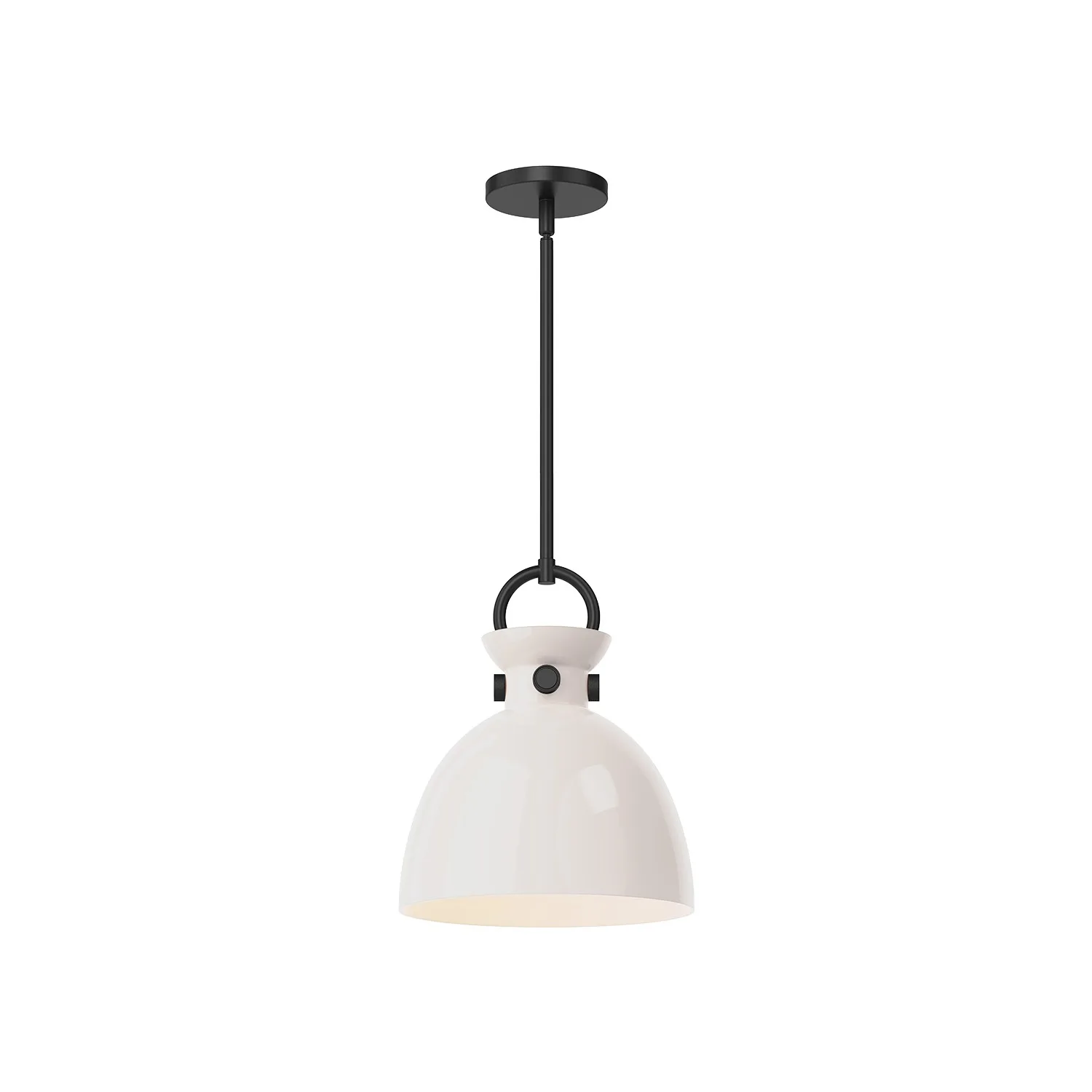 Waldo One Light Pendant in Matte Black/Glossy Opal Glass