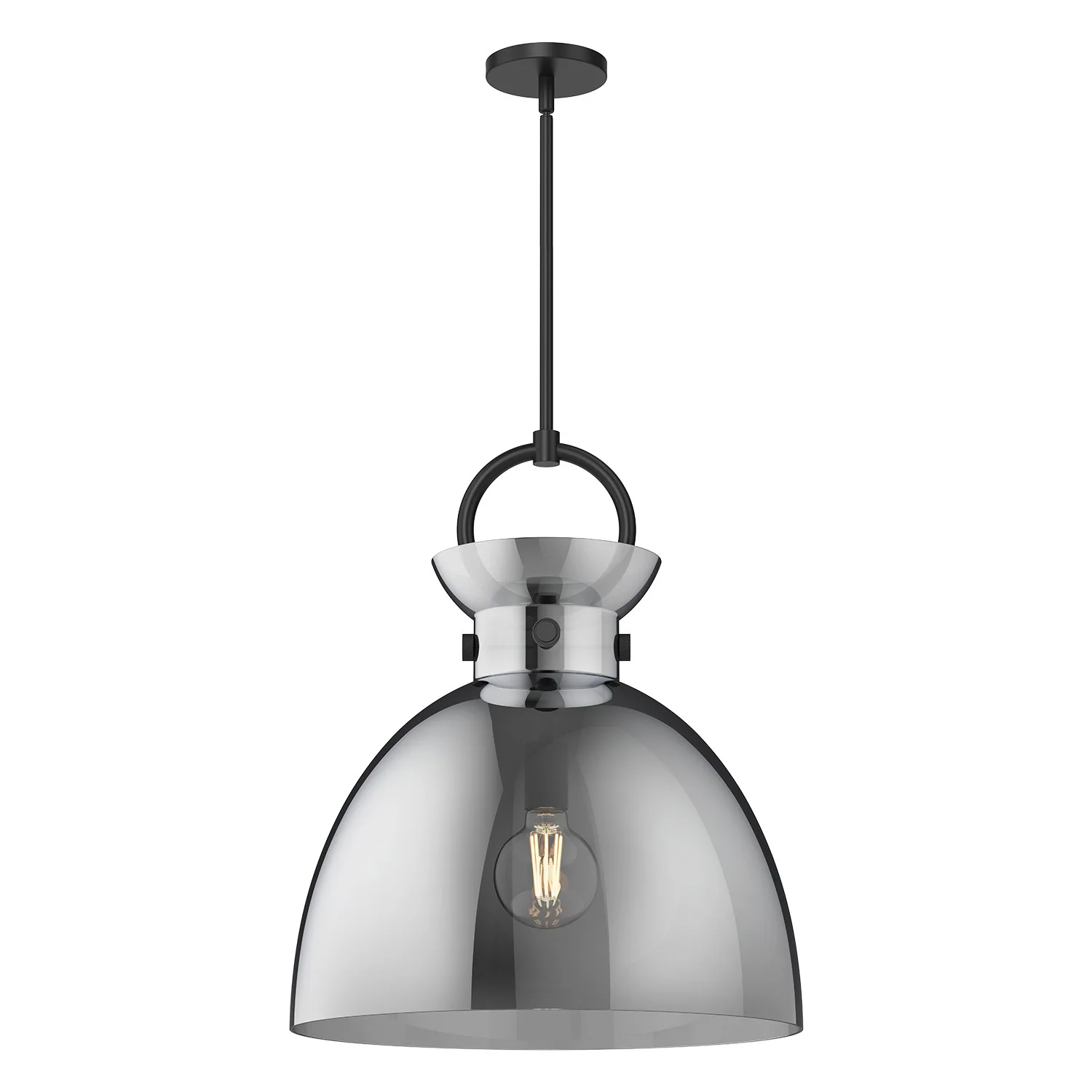 Waldo One Light Pendant in Matte Black/Smoked