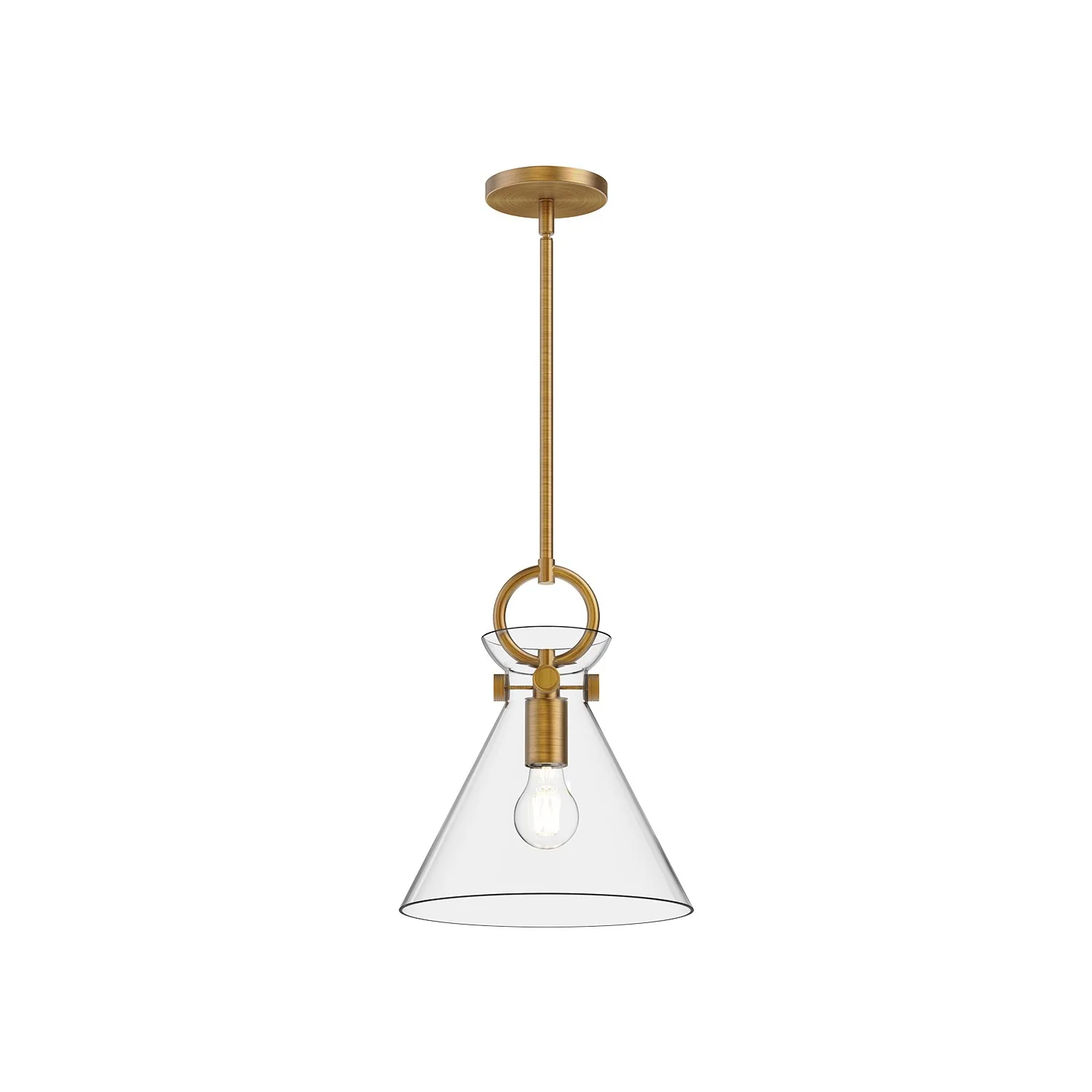 Emerson One Light Pendant in Aged Gold/Clear Glass